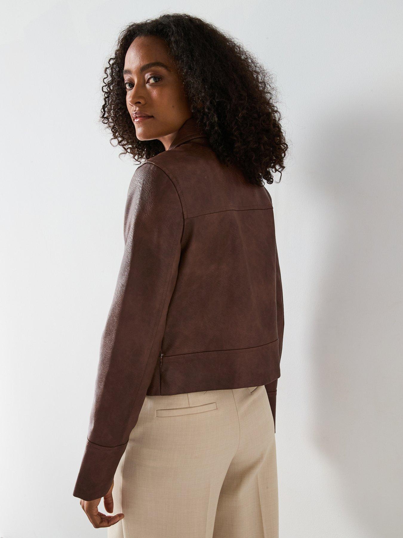 Image 2 of 5 of Forever New Wren Vegan Leather Jacket - Brown