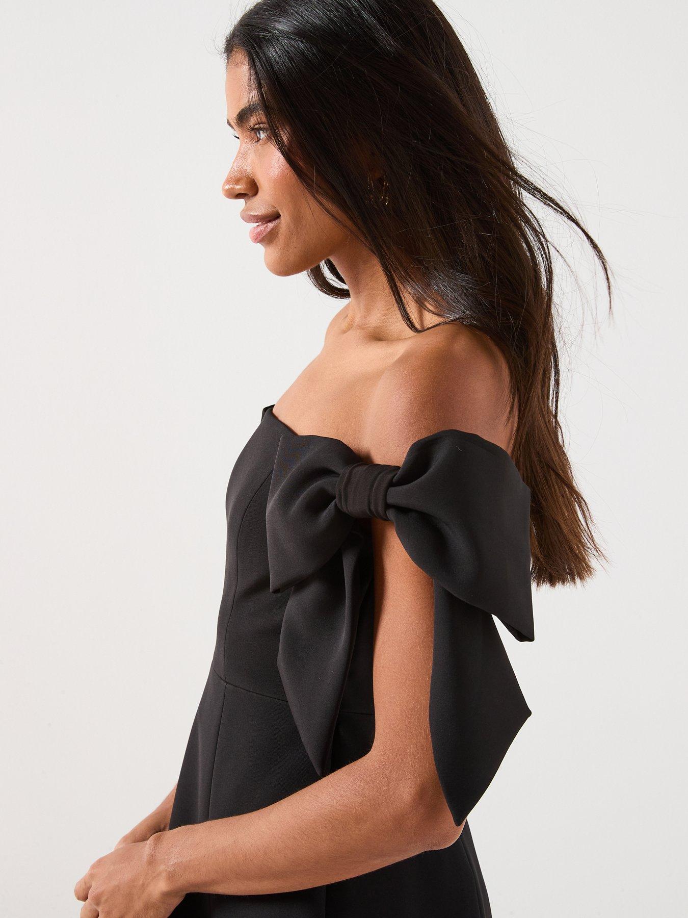  image of forever-new-adalyn-mini-bow-dress-black