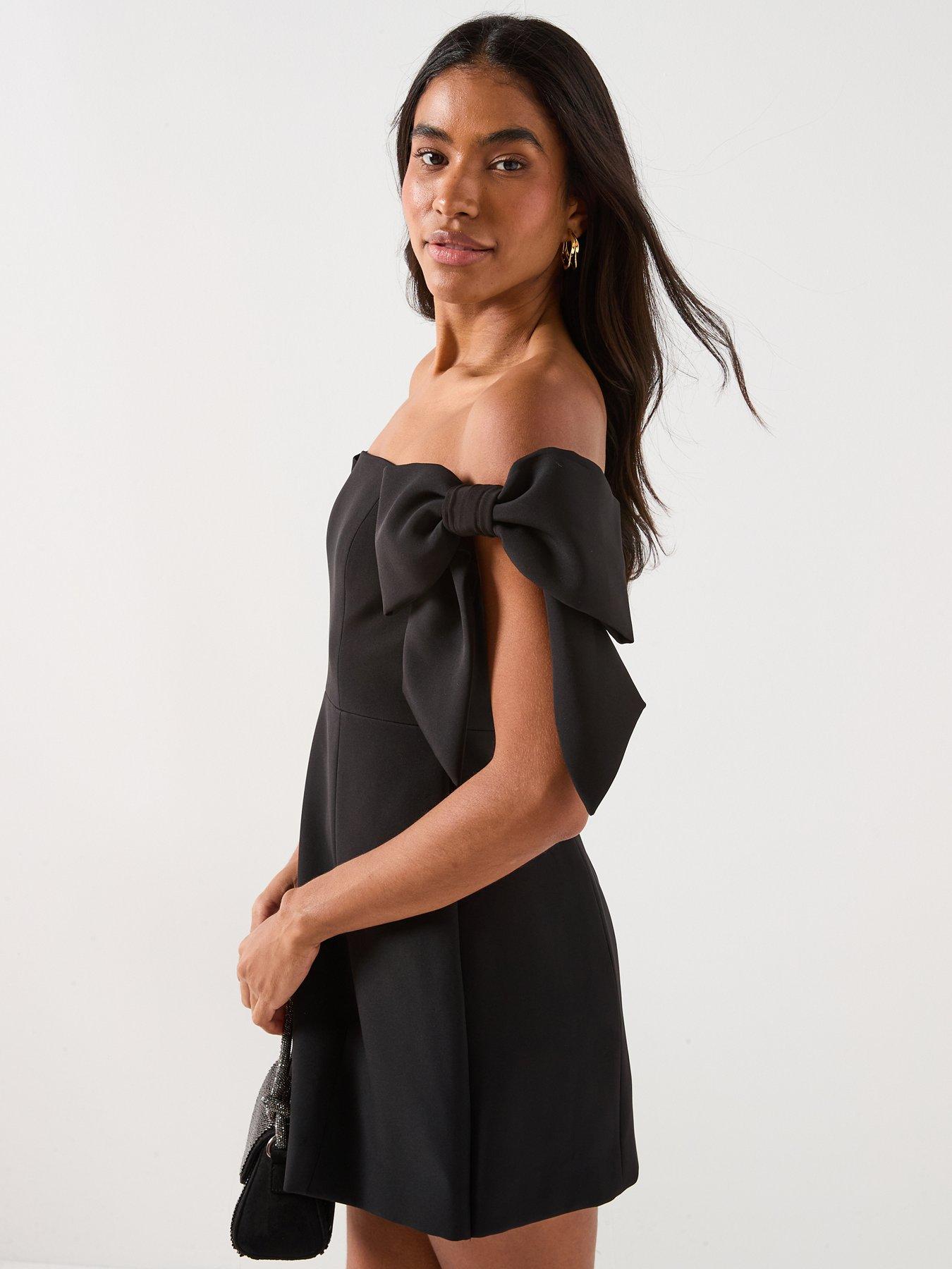  image of forever-new-adalyn-mini-bow-dress-black