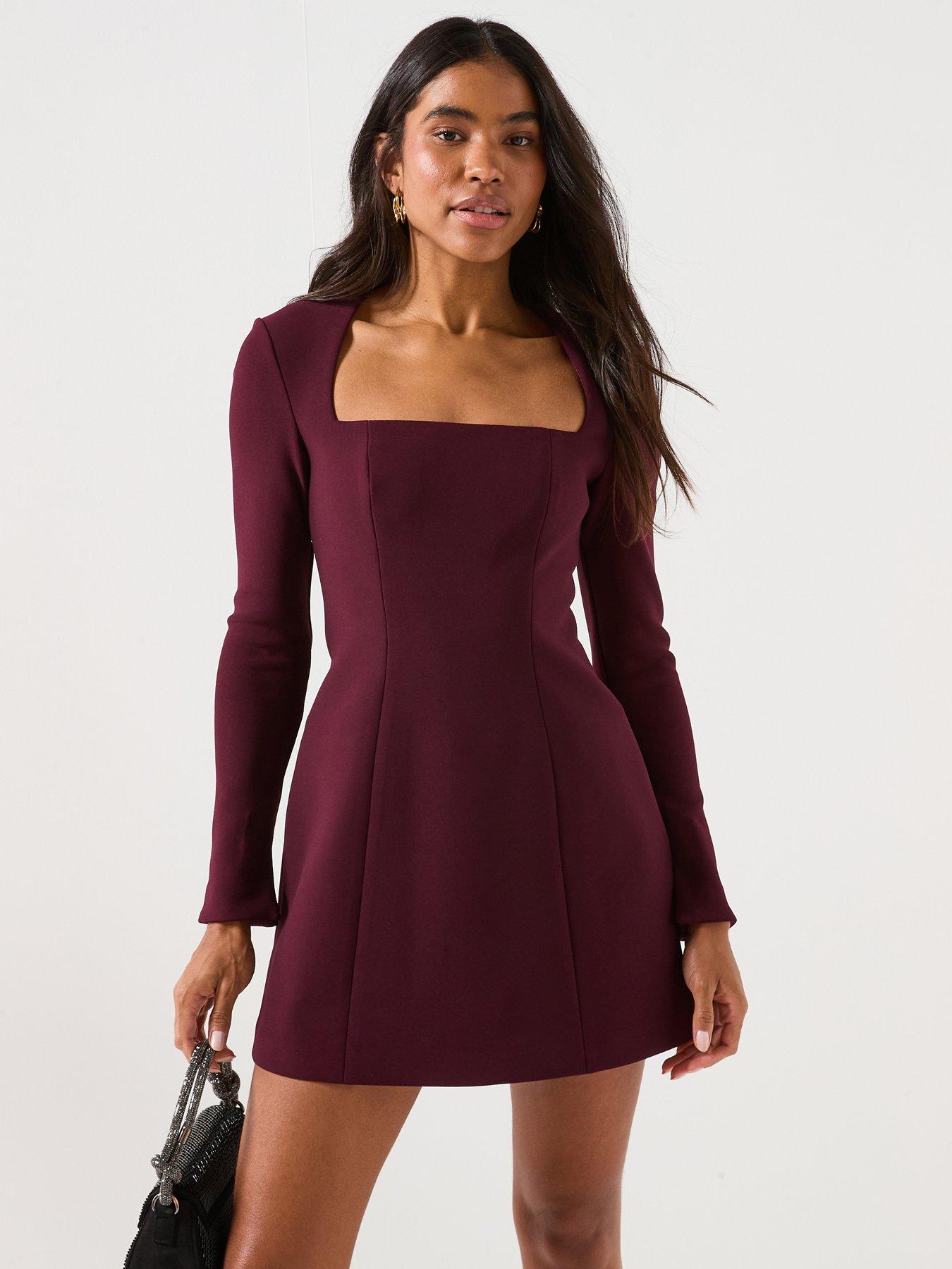 Forever New Ruby Long Sleeve Structured Mini Dress - Purple