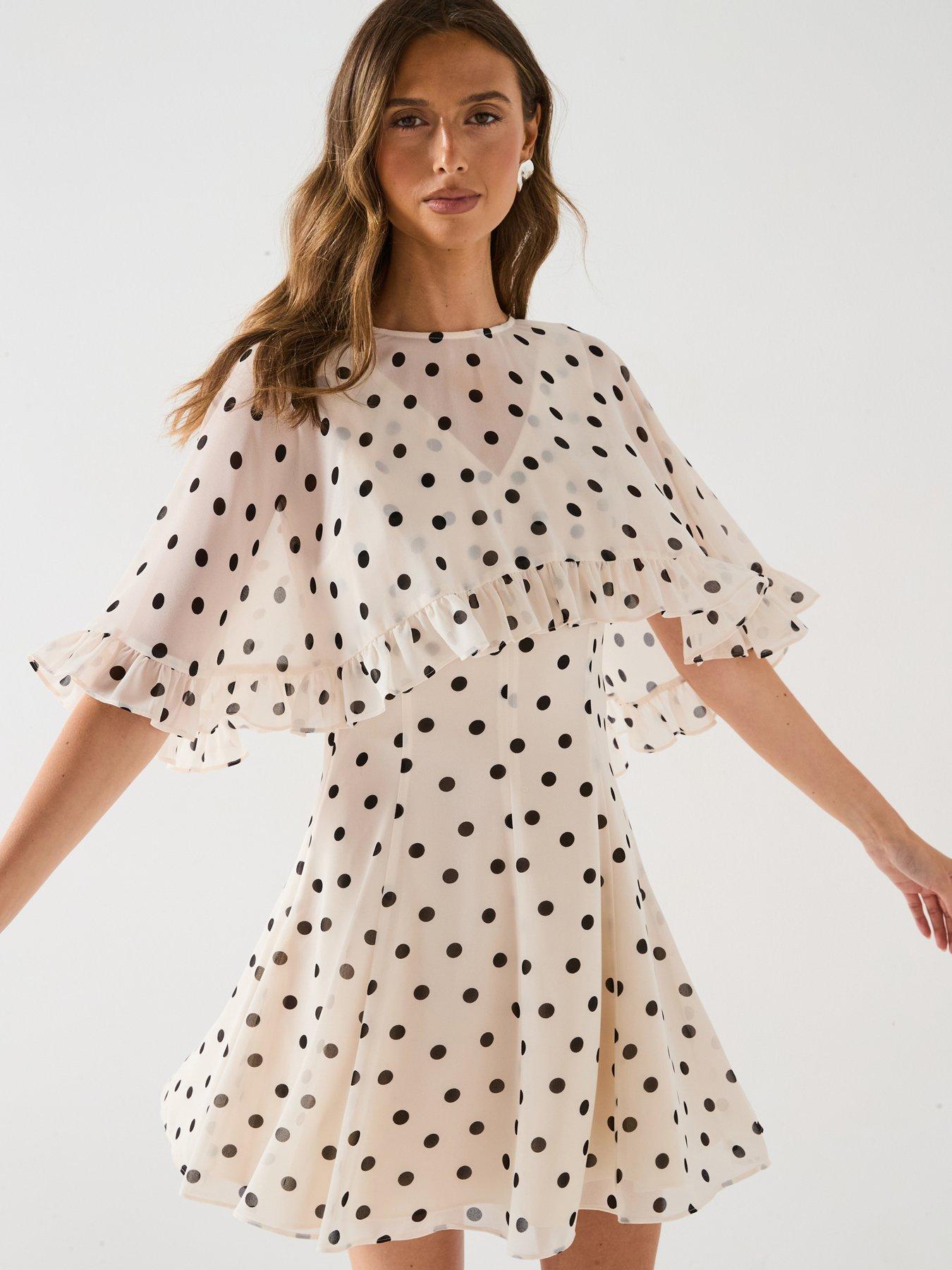 undefined Salome Ruffle Cape Mini Dress - Cream