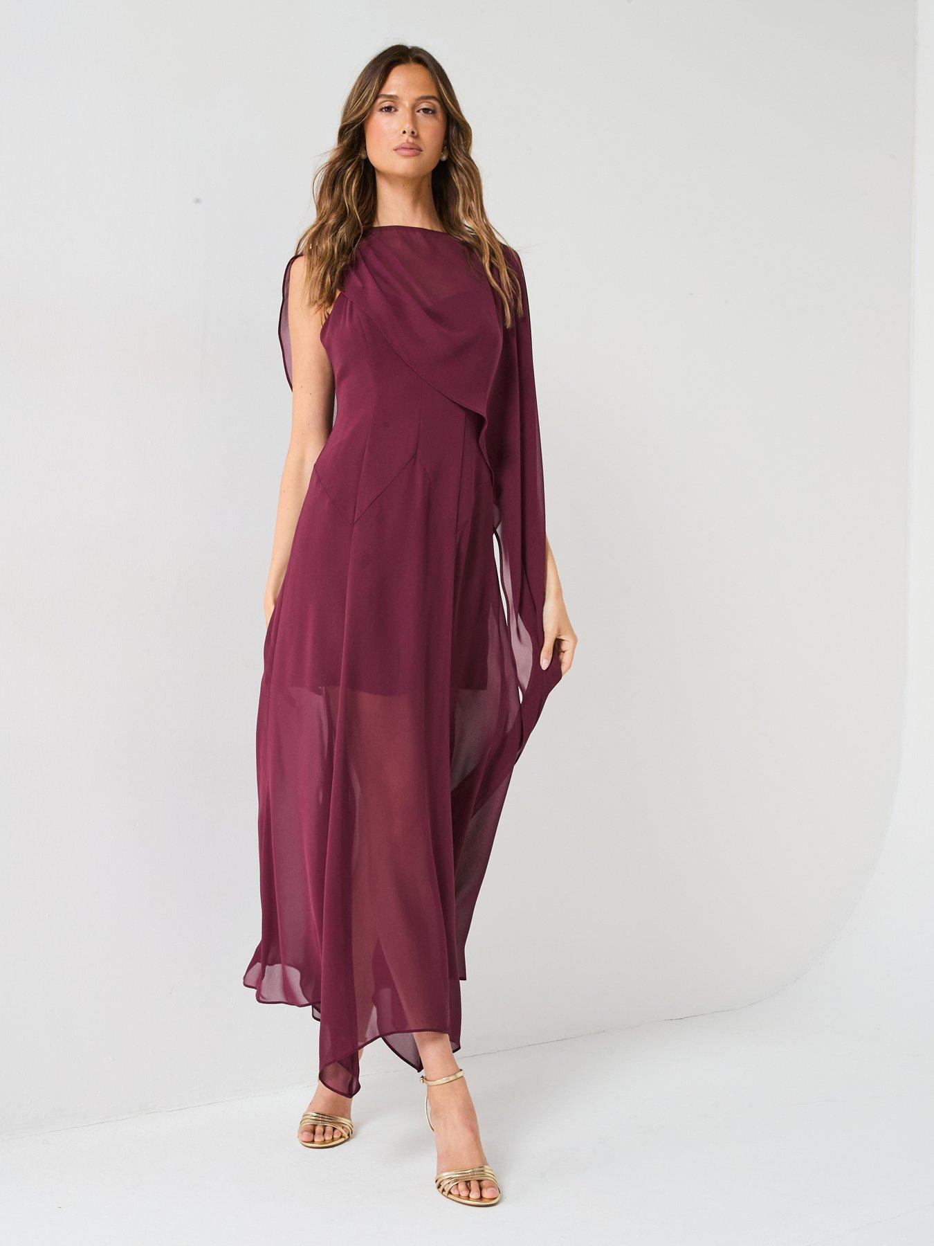 undefined Honey Sheer Cape Maxi Dress