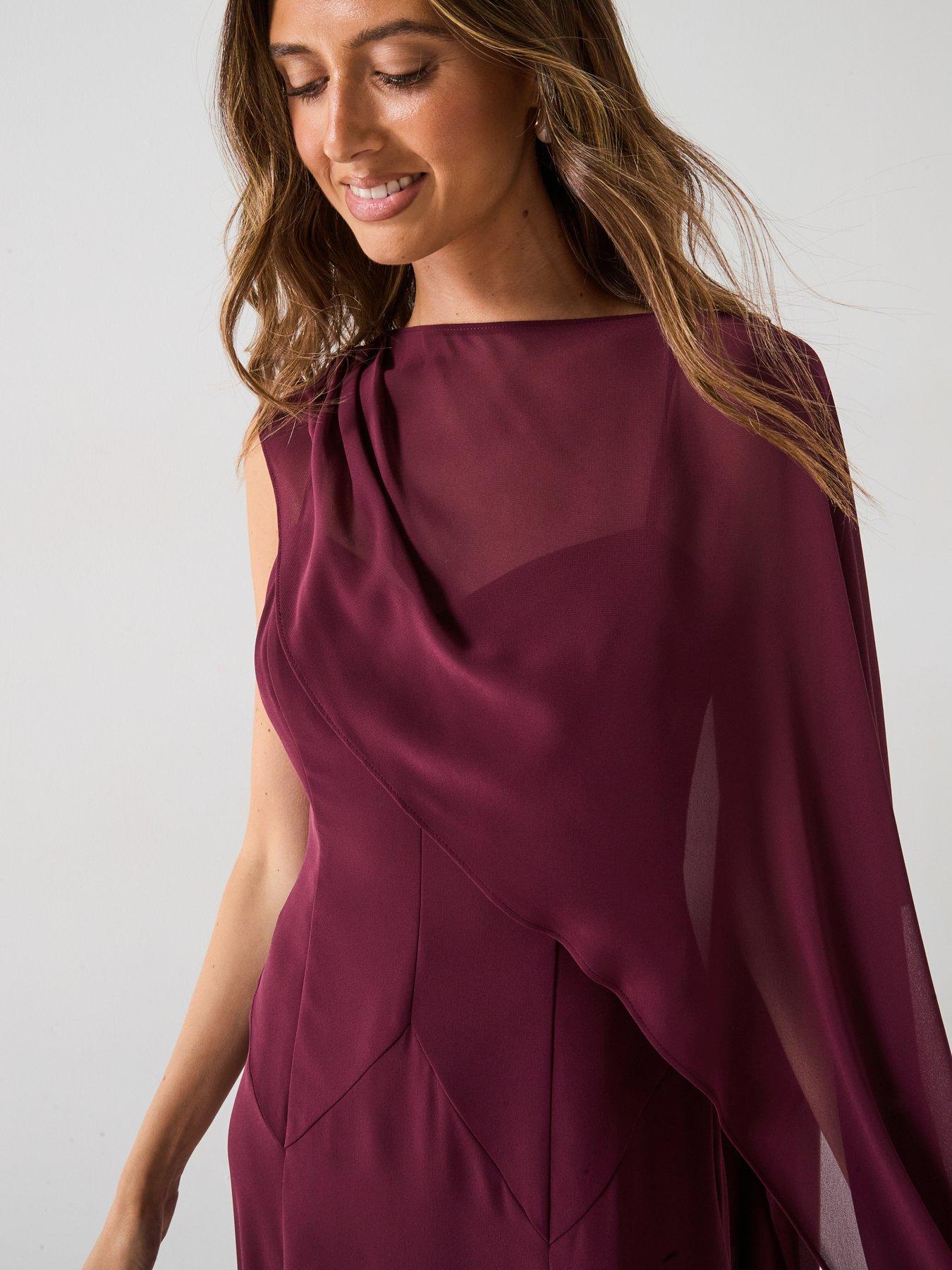 Forever New Honey Sheer Cape Maxi Dress - Red | Littlewoods