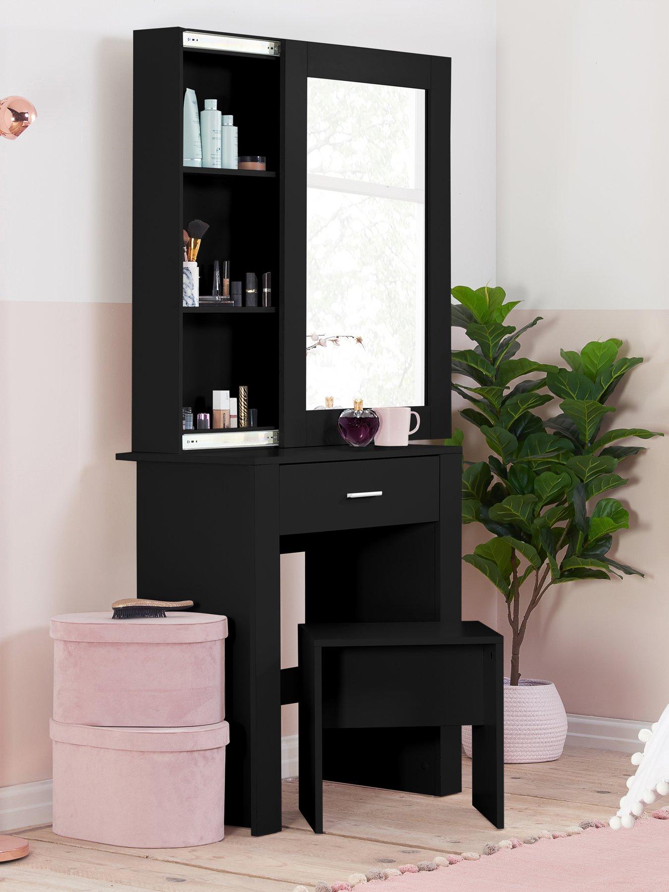 undefined Evelyn Sliding Mirror Dressing Table - Black
