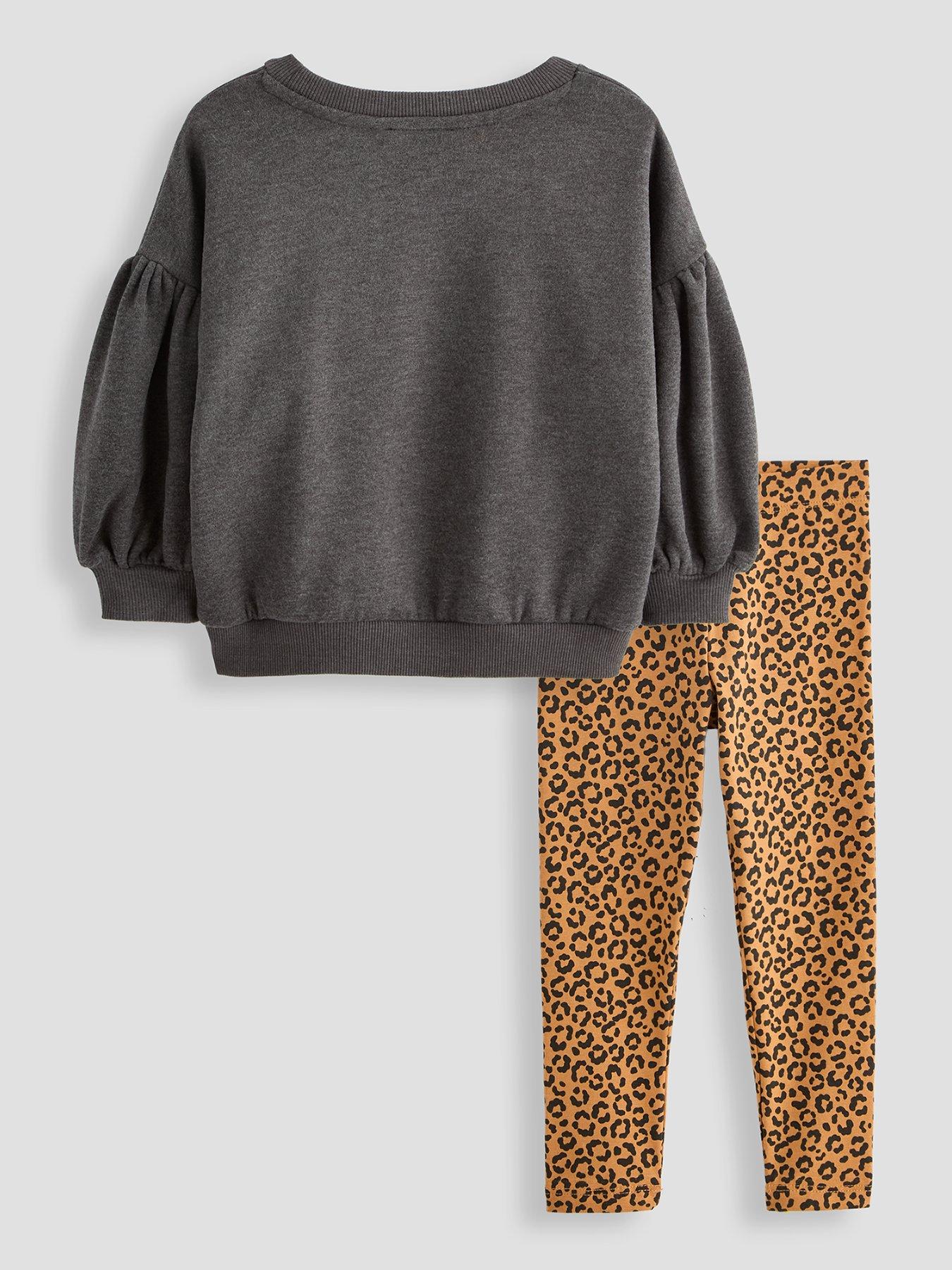 Image 2 of 5 of The Very Collection Girls Dropped Shoulder Sweater And Ribbed Leggings - Print
