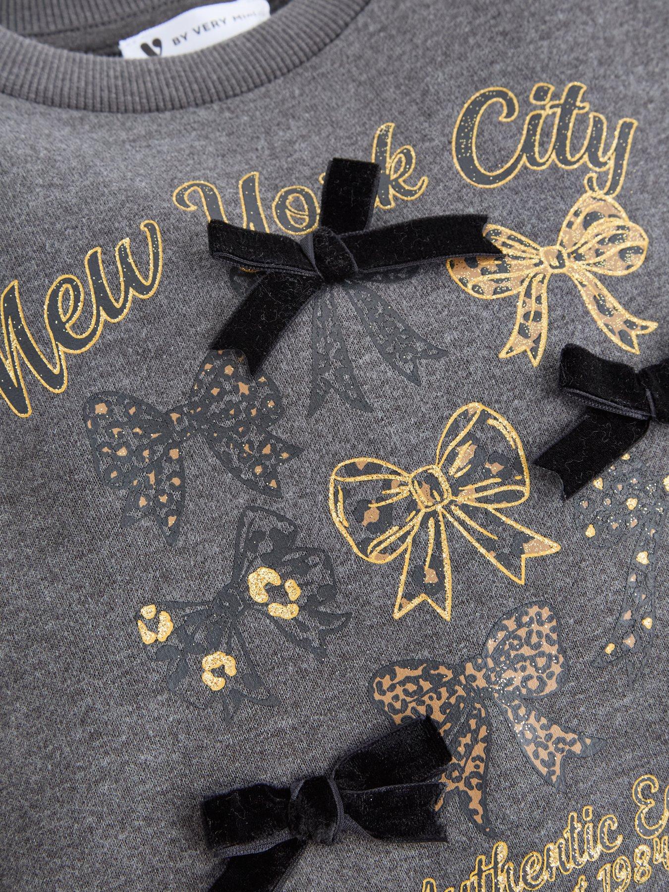 Image 3 of 5 of The Very Collection Girls Dropped Shoulder Sweater And Ribbed Leggings - Print