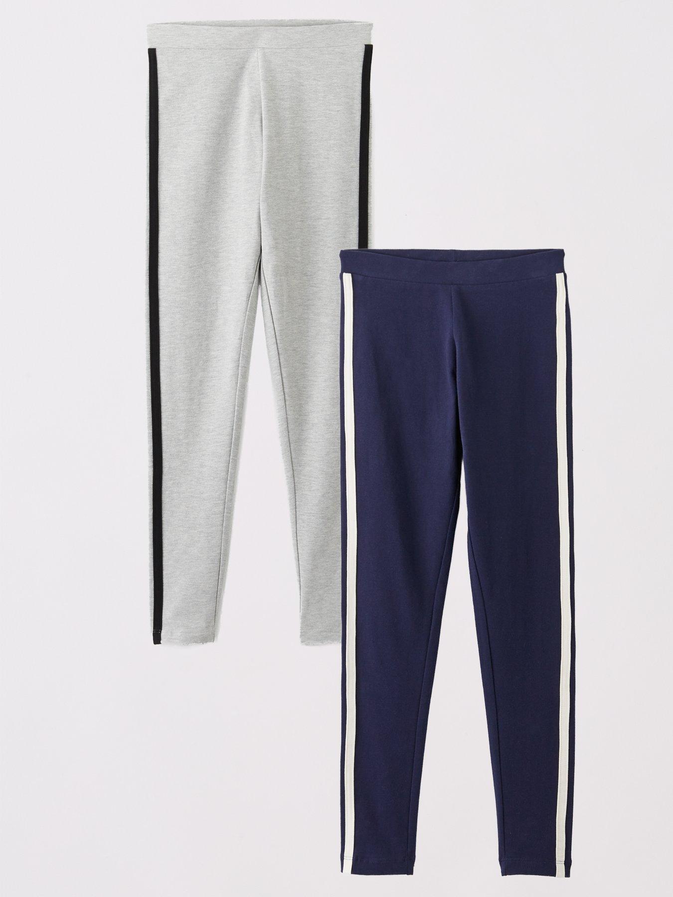 The Very Collection Girls 2 Pack Cotton Legging With Side Piping Detail - Multi