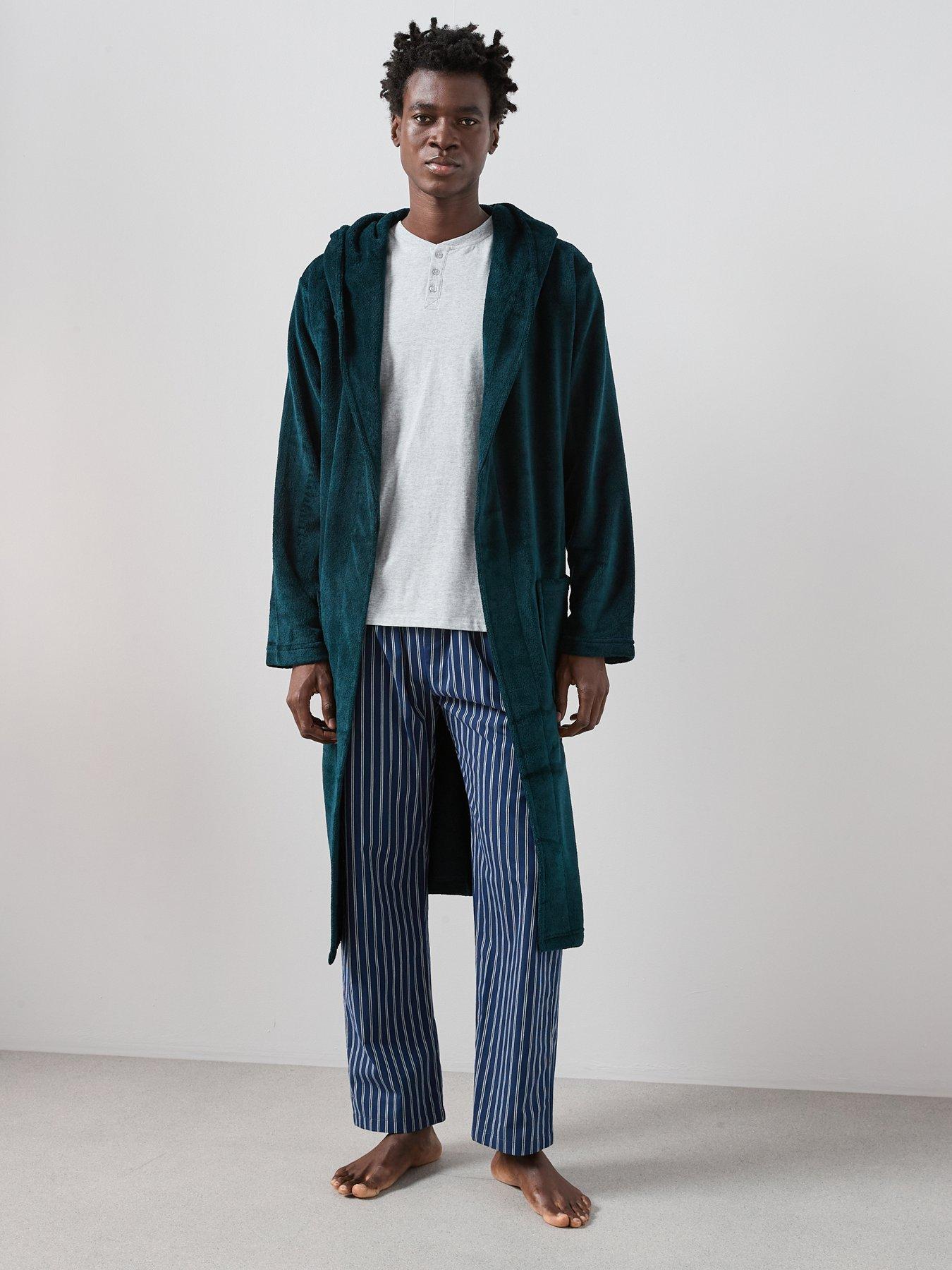  image of the-very-collection-supersoft-shawl-collar-dressing-gown-teal-green