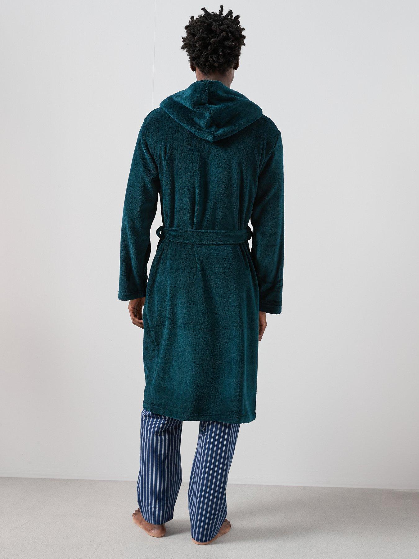 stillFront image of the-very-collection-supersoft-shawl-collar-dressing-gown-teal-green