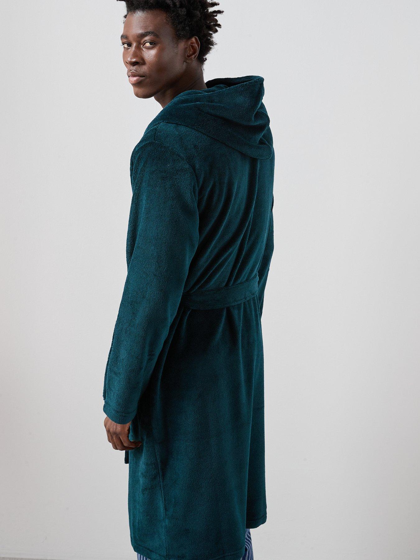  image of the-very-collection-supersoft-shawl-collar-dressing-gown-teal-green