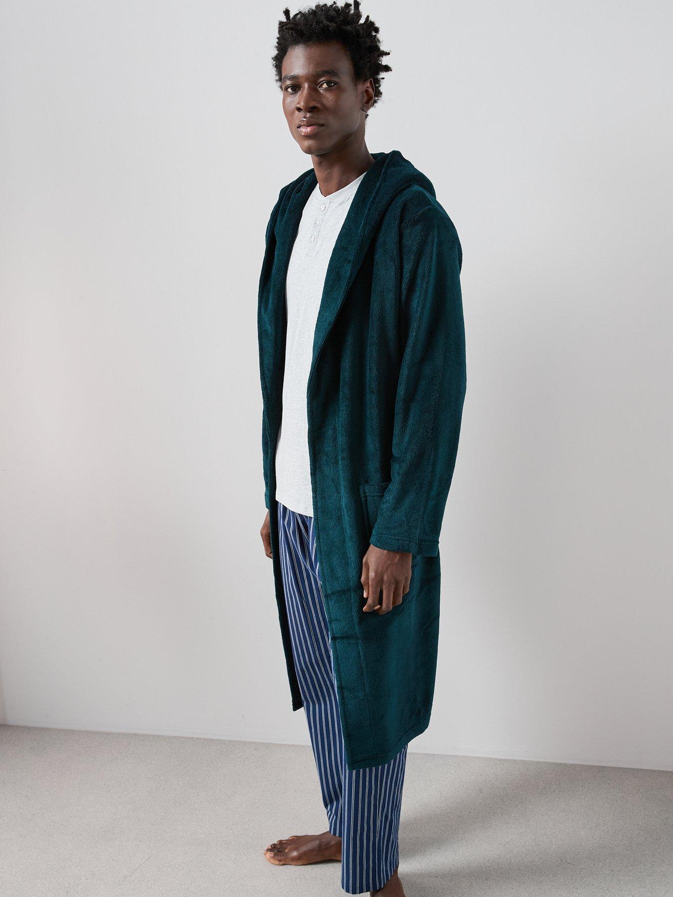  image of the-very-collection-supersoft-shawl-collar-dressing-gown-teal-green