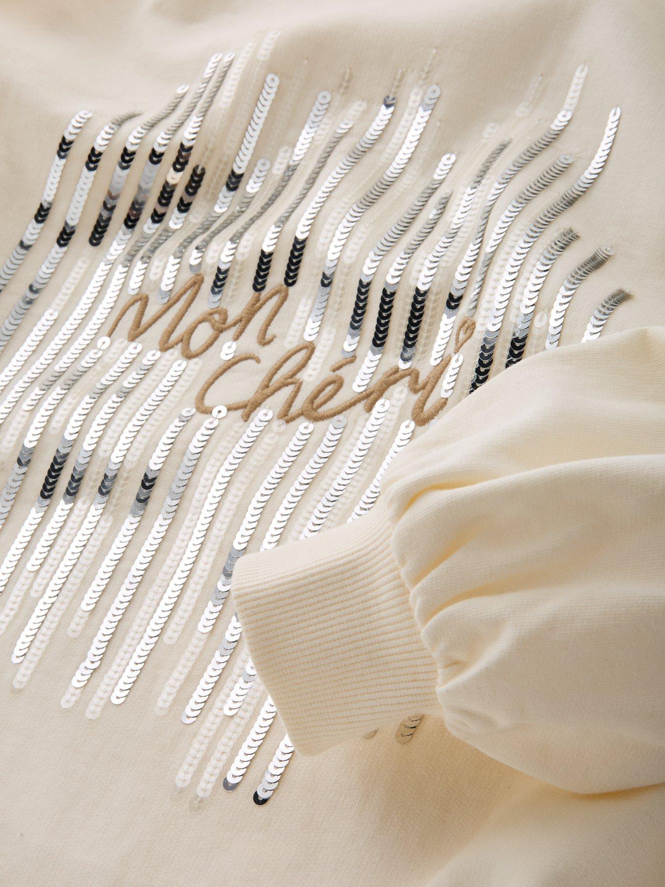 Image 3 of 5 of The Very Collection Girls Longline Sweat Leopard Print Outfit - Cream