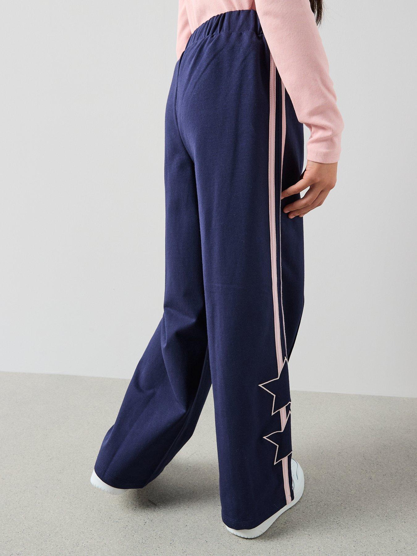 Image 2 of 6 of The Very Collection Girls Star Side Piping Wide Leg Joggers - Navy