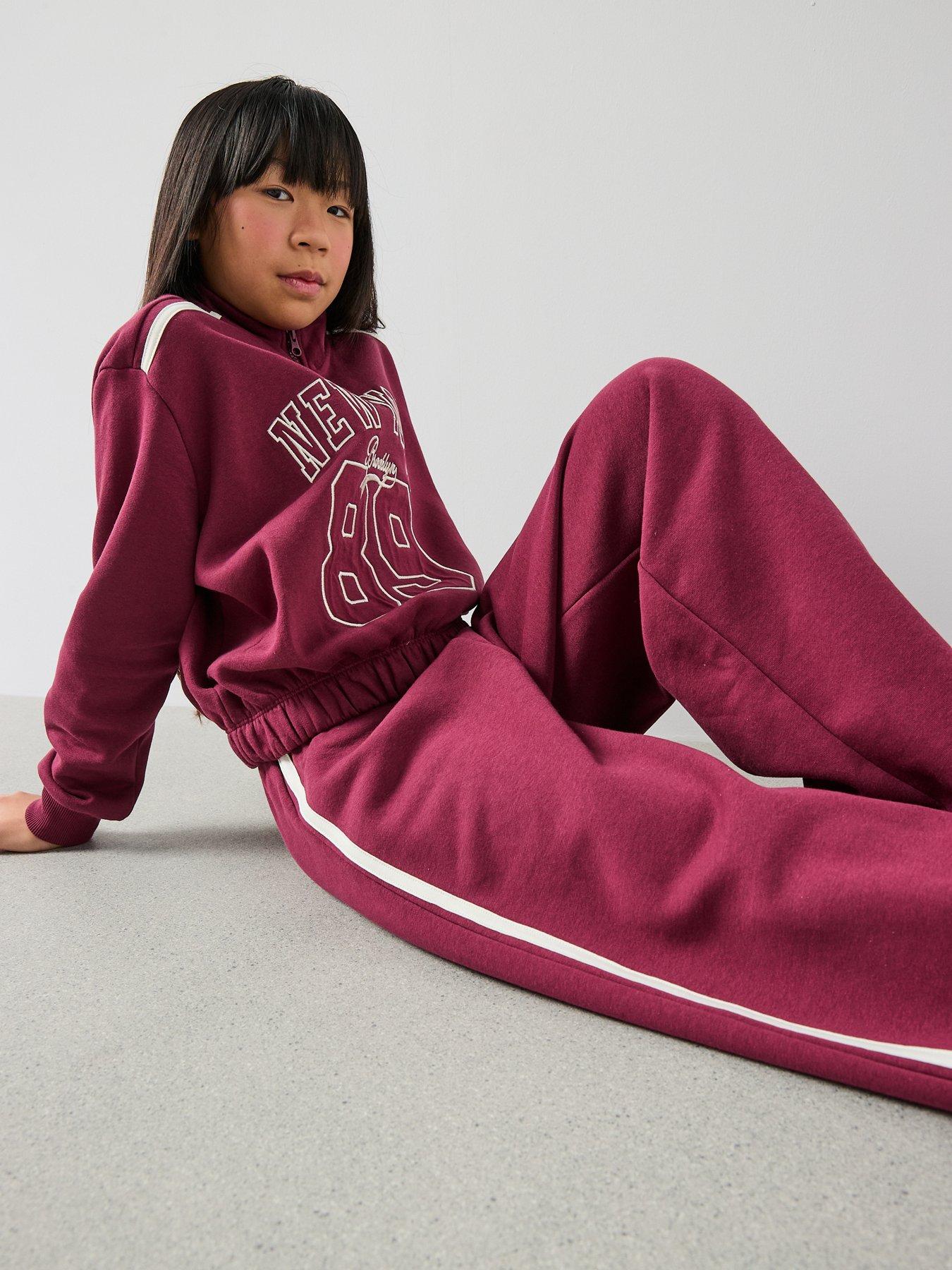 Image 3 of 6 of The Very Collection Girls Applique Number Jog Set - Burgundy/Pink