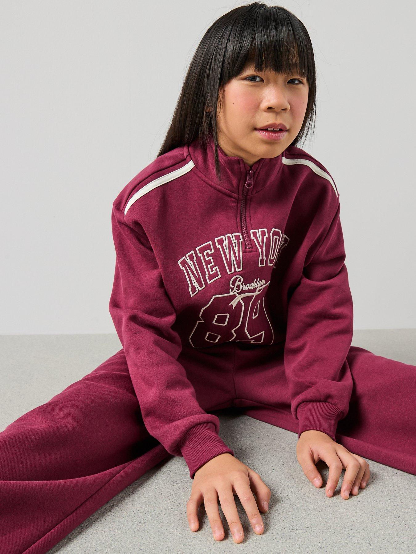 Image 4 of 6 of The Very Collection Girls Applique Number Jog Set - Burgundy/Pink