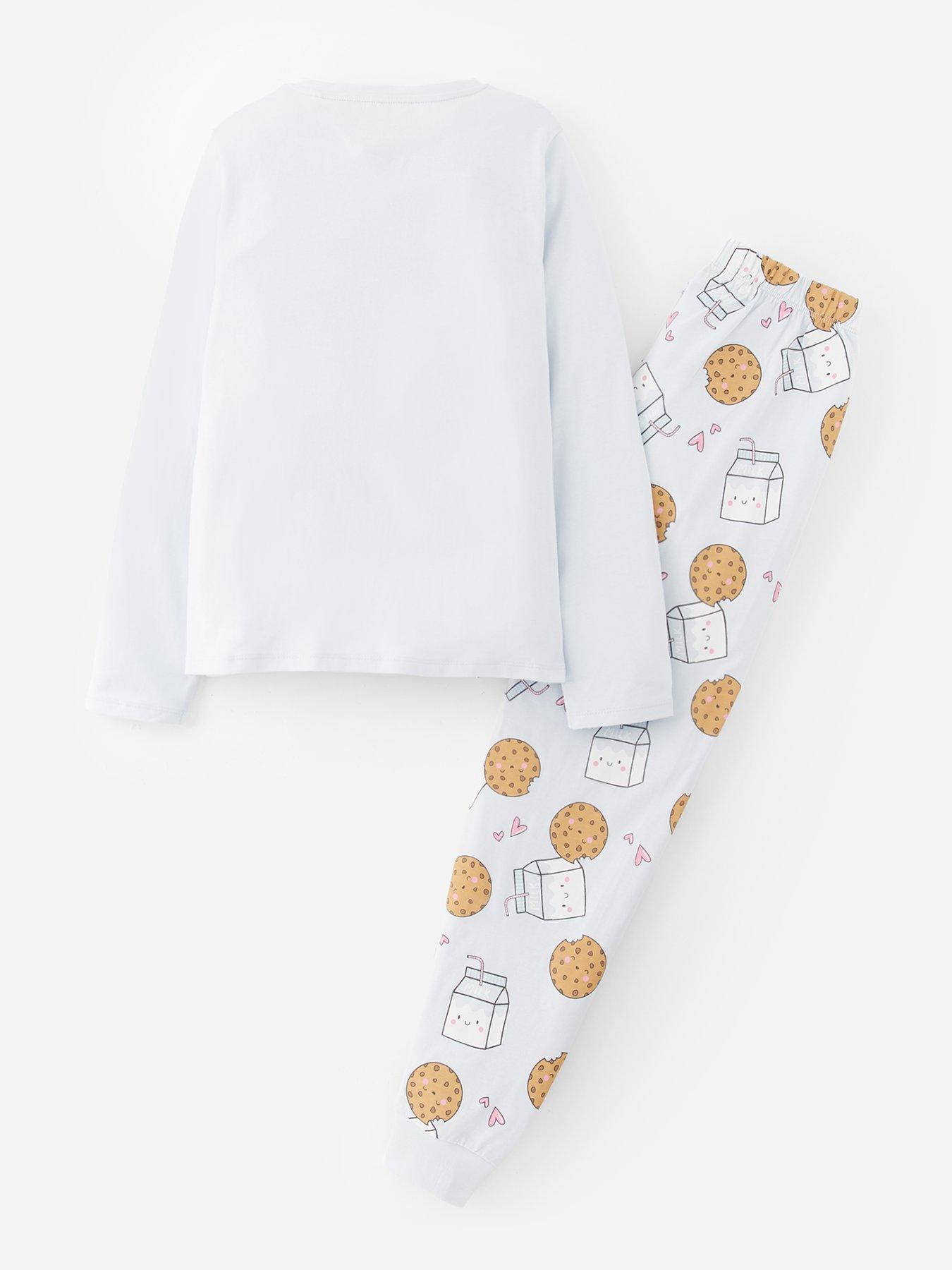  image of the-very-collection-girls-milk-amp-cookies-pyjamas-blue
