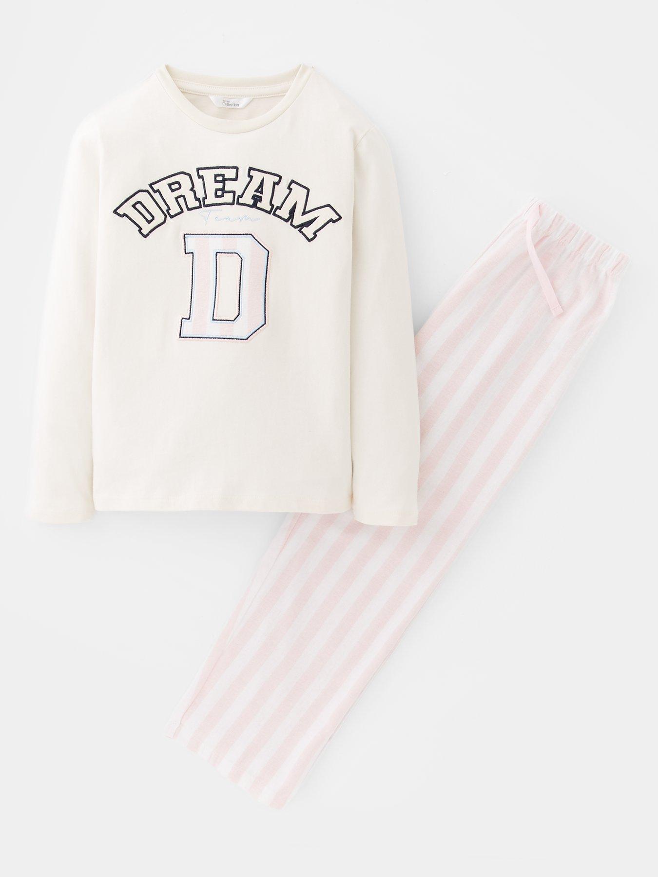 Image 1 of 4 of The Very Collection Girls Dreamer Graphic Print Stripe Pyjamas - Multi