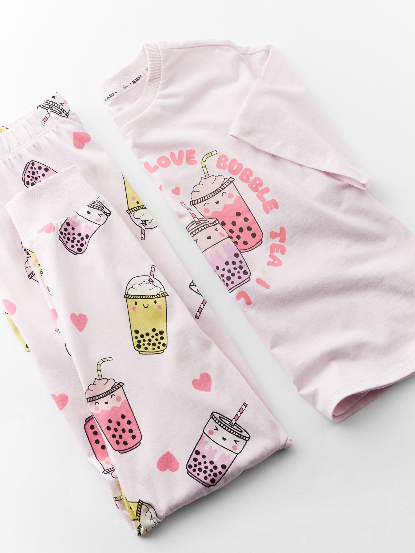  image of the-very-collection-girls-single-pyjamas-bubble-tea