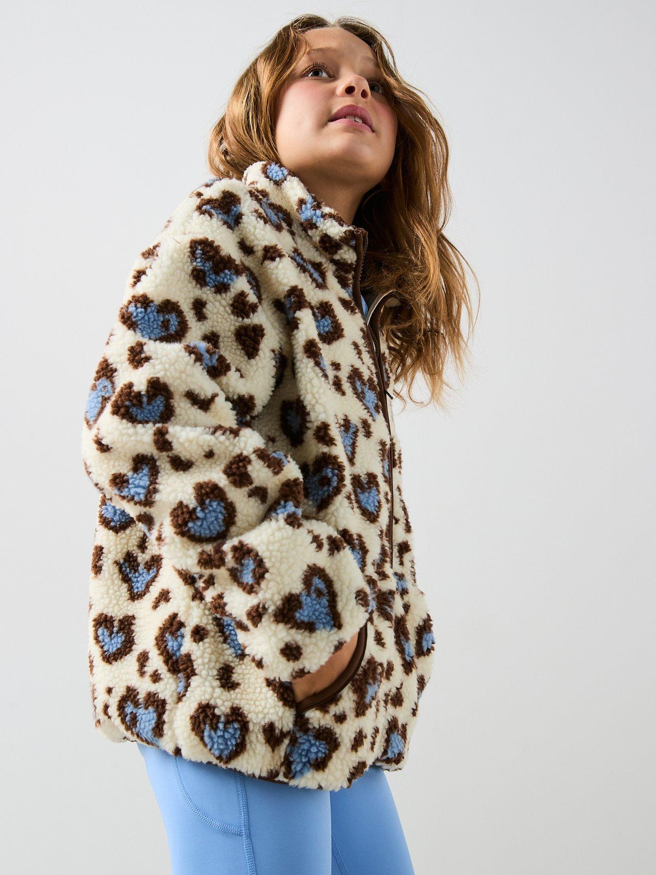  image of the-very-collection-girls-borg-heart-animal-zip-up-jacket-print