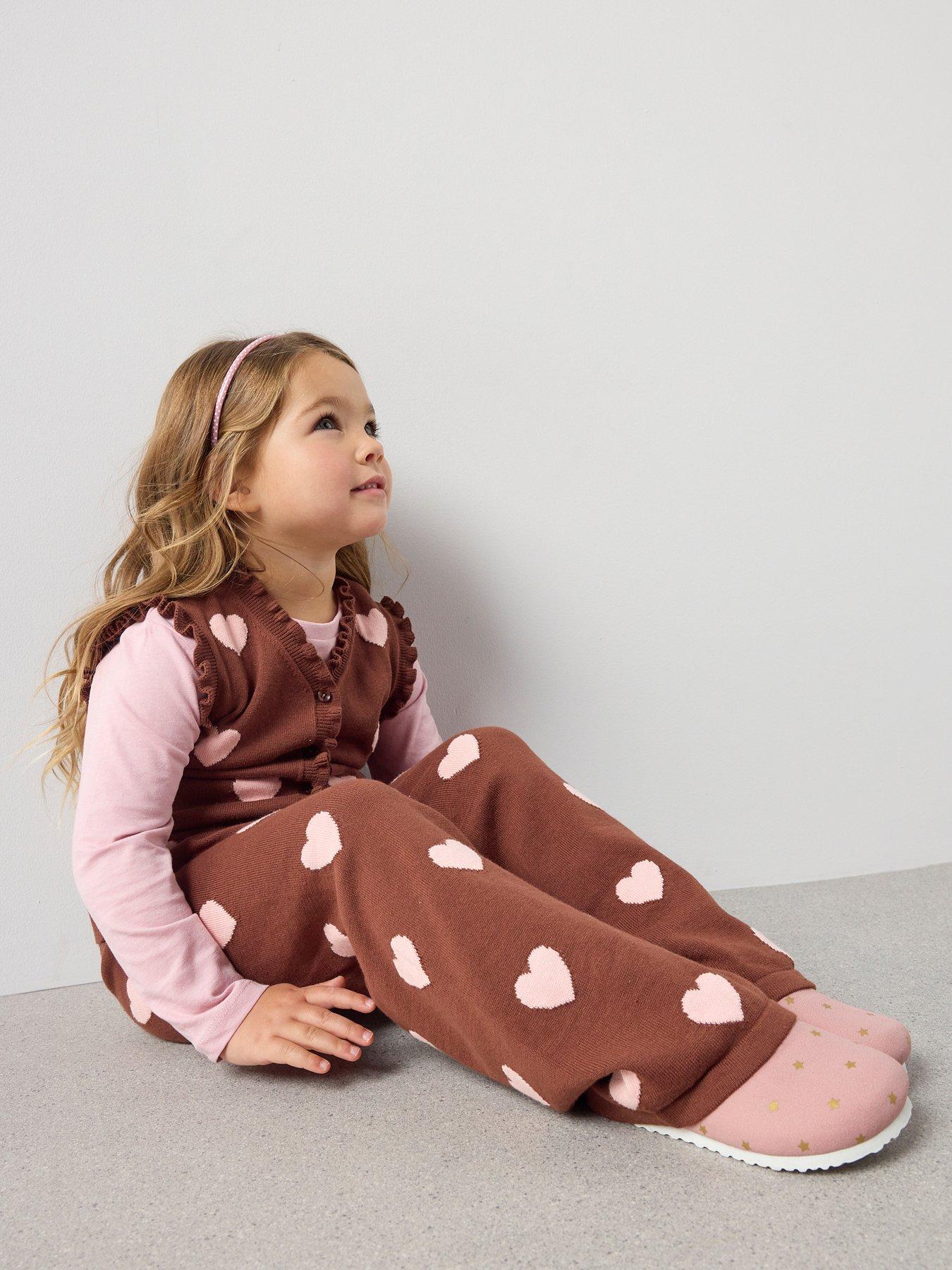  image of the-very-collection-girls-knitted-heart-detail-vest-and-wide-leg-trouser-print