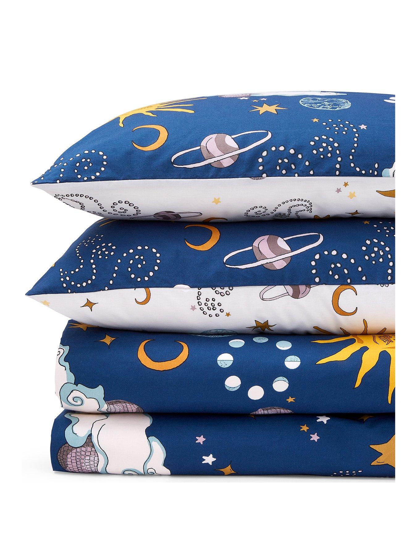 stillFront image of their-nibs-disco-space-100-cotton-reversible-duvet-set-navy-blue
