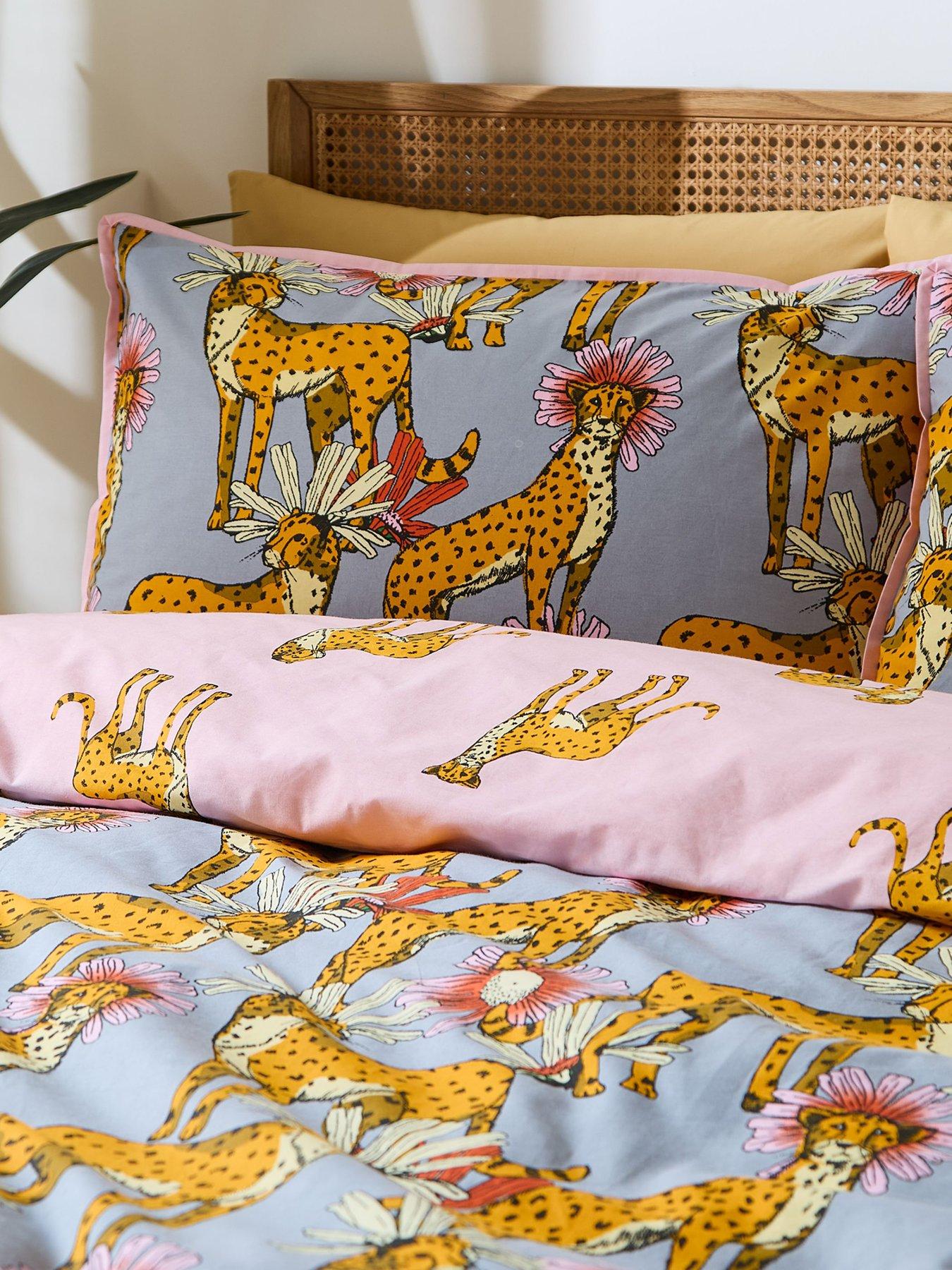 Image 4 of 6 of Their Nibs Untamed Cheetah 100% Cotton Reversible Duvet Set Grey