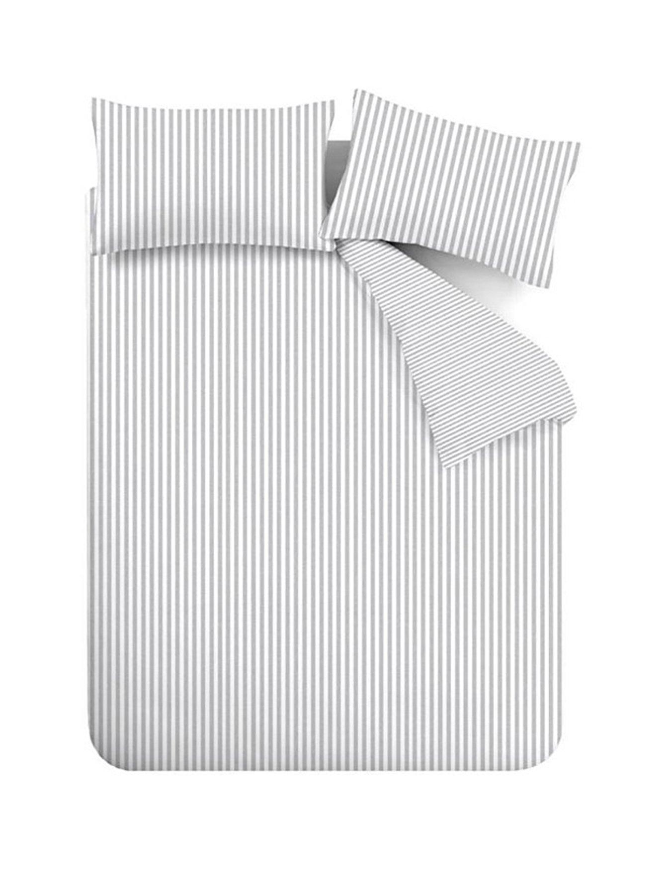 Image 2 of 6 of Catherine Lansfield Brushed Cotton Stripe Duvet Set - Grey