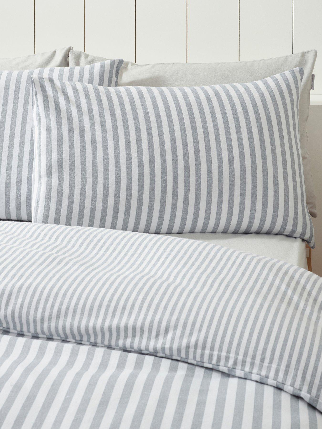 Image 4 of 6 of Catherine Lansfield Brushed Cotton Stripe Duvet Set - Grey