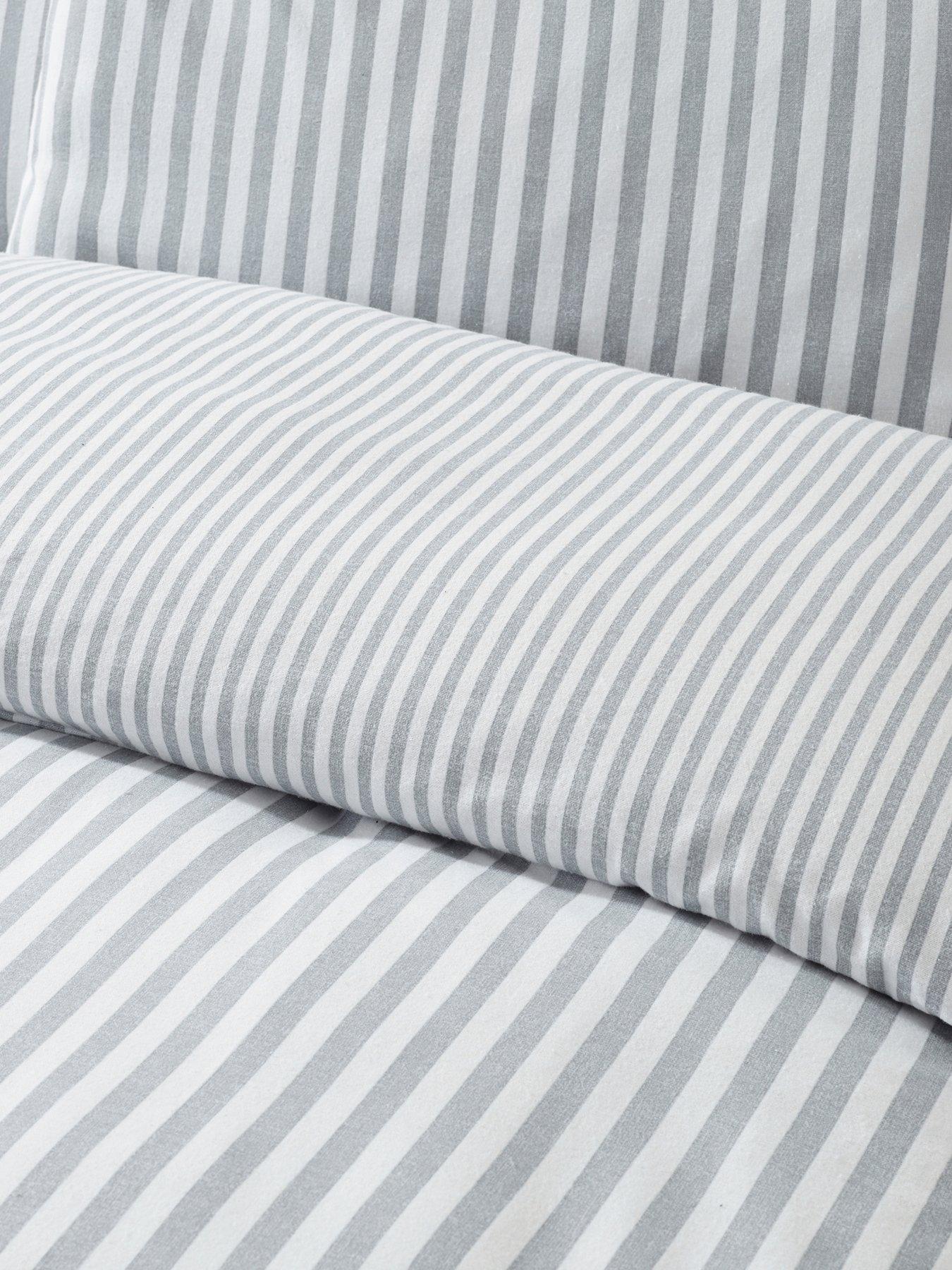 Image 5 of 6 of Catherine Lansfield Brushed Cotton Stripe Duvet Set - Grey