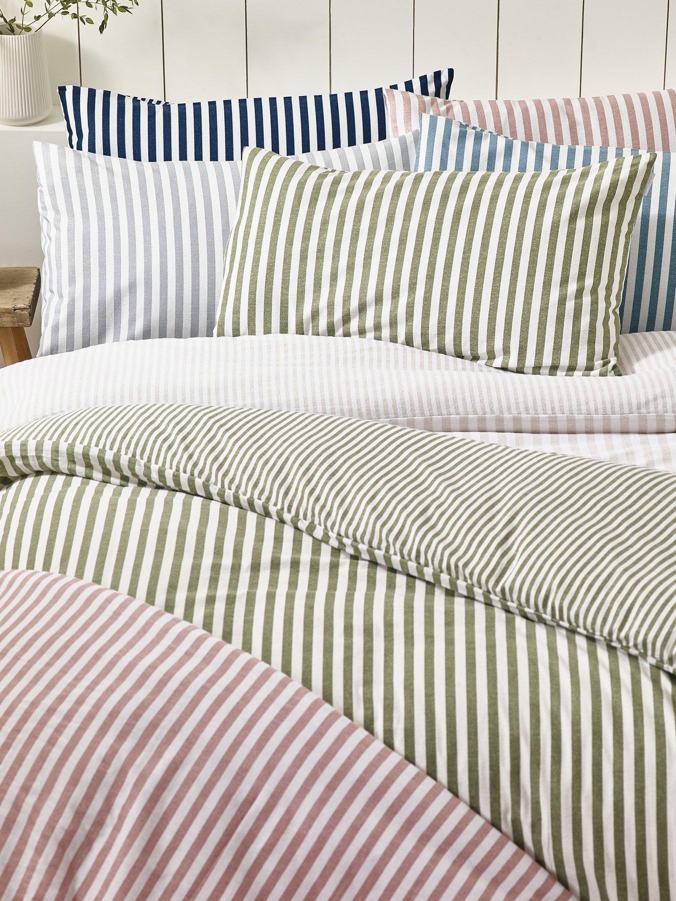 Image 6 of 6 of Catherine Lansfield Brushed Cotton Stripe Duvet Set - Grey