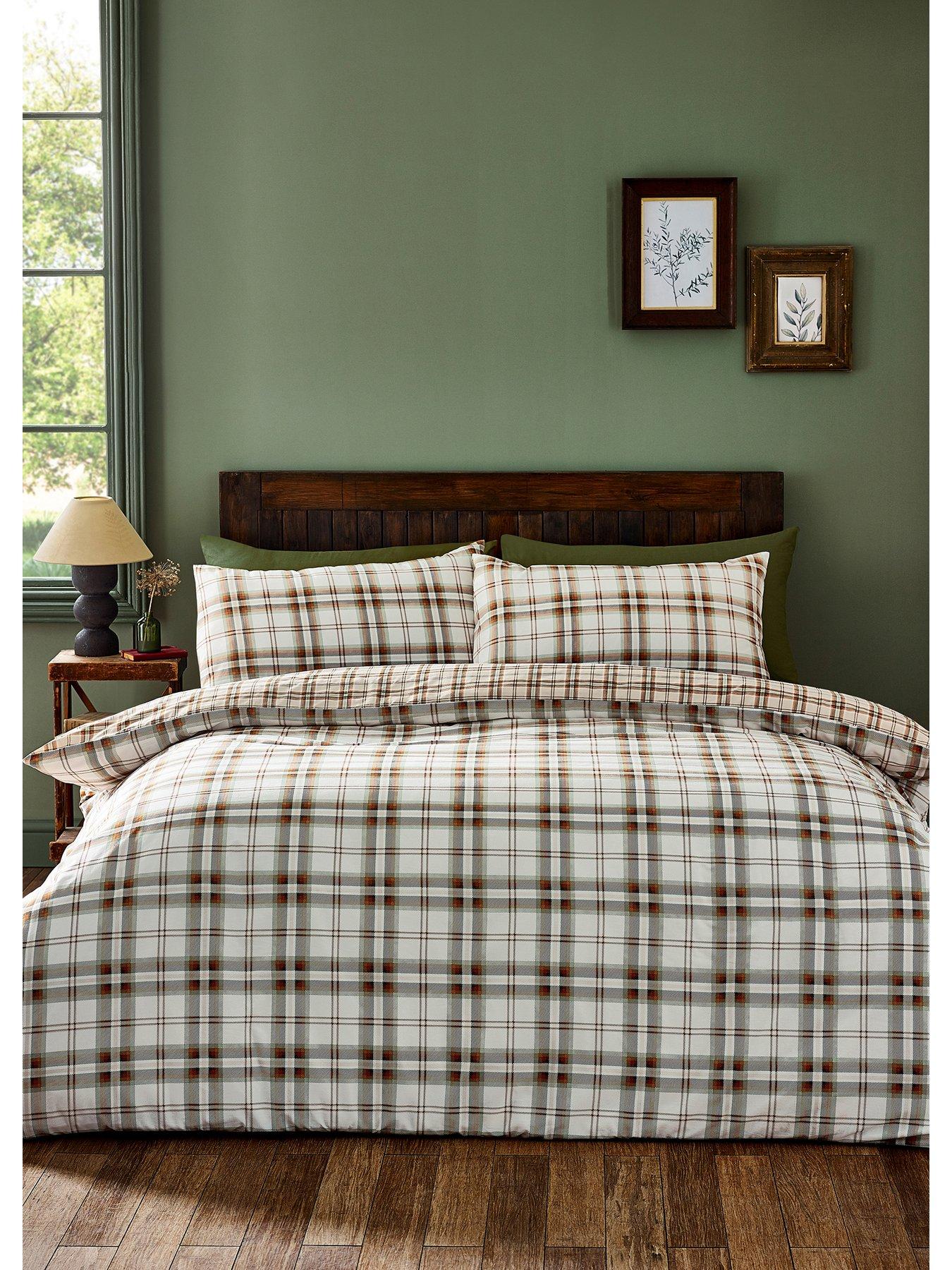 Image 1 of 5 of Catherine Lansfield Kelso Check Duvet Set Burnt Orange