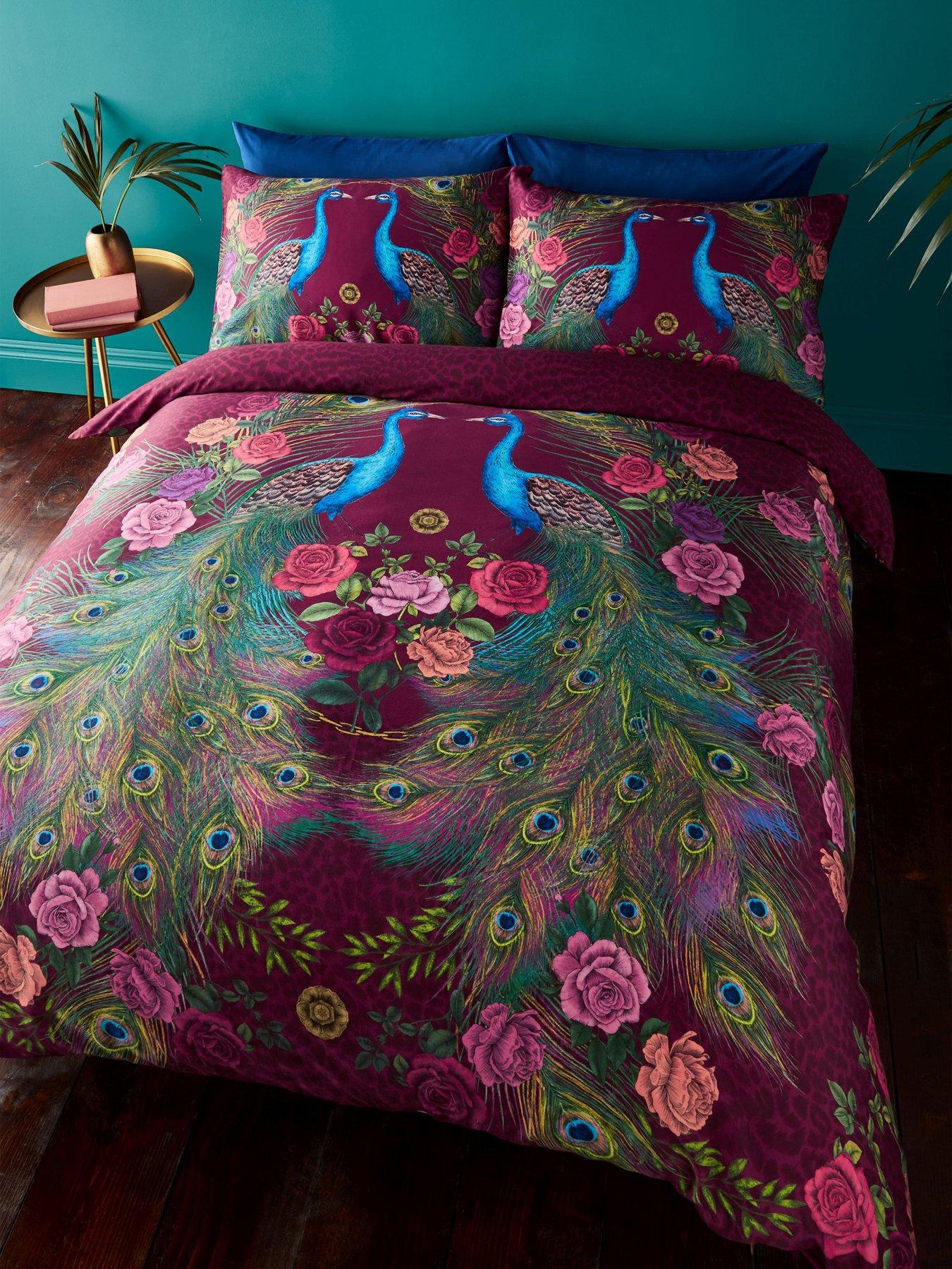 undefined Xanadu Peacock 200 Thread Count Cotton Sateen Duvet Set Plum