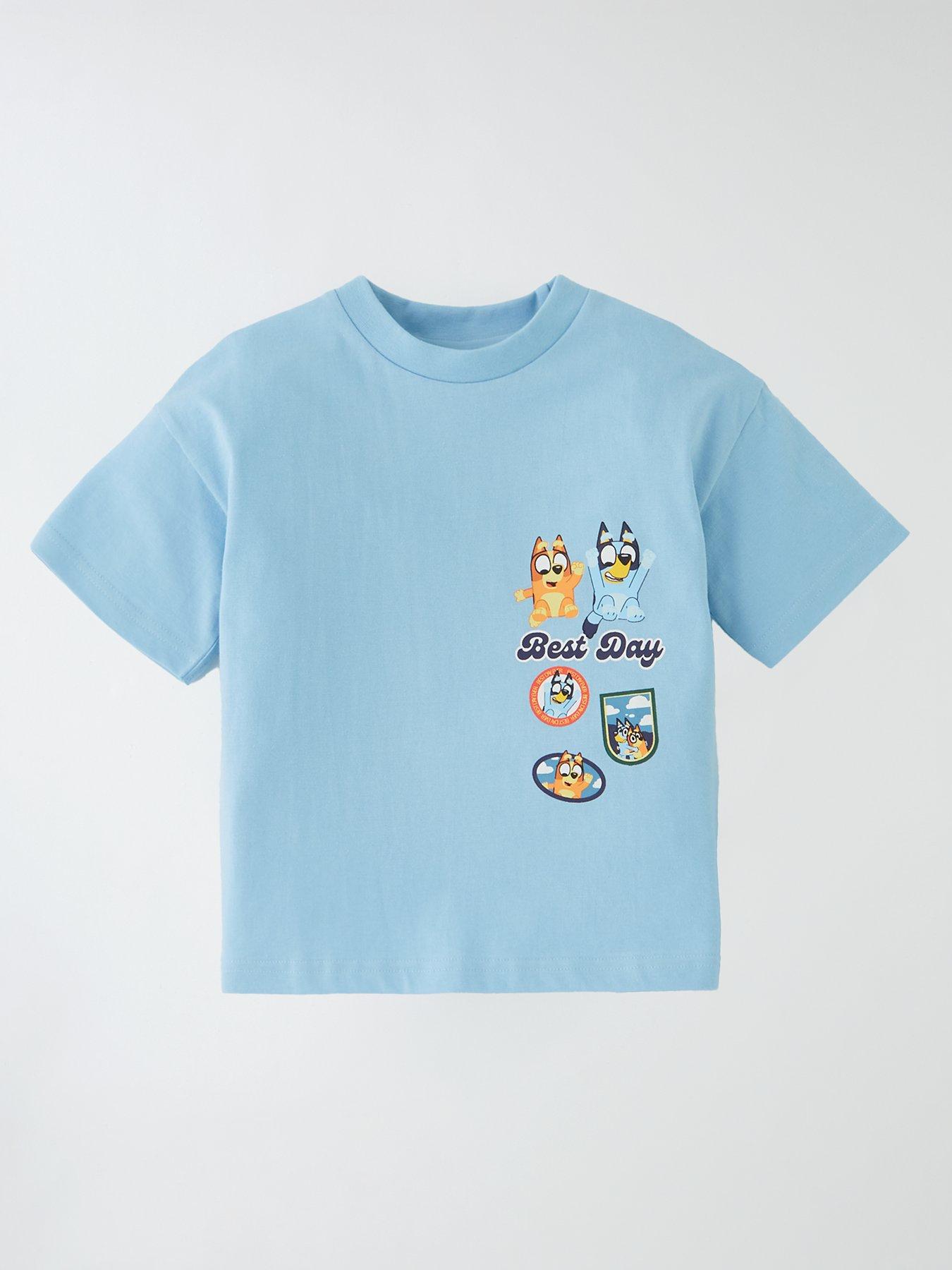 front image of bluey-t-shirt-blue