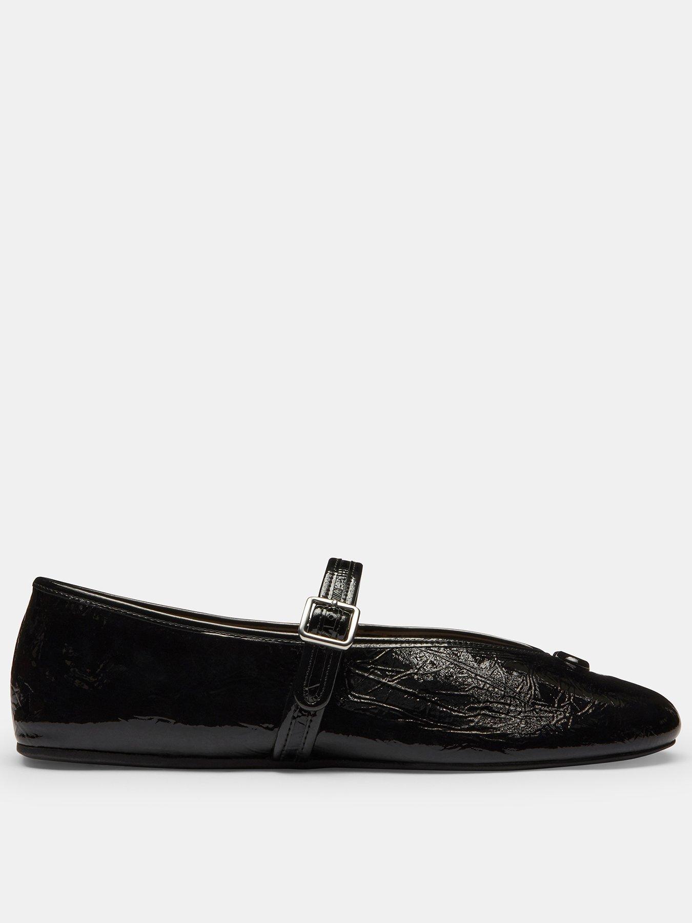 COACH Sculpted C Crinkle Patent Leather Soft Mary Jane - Black