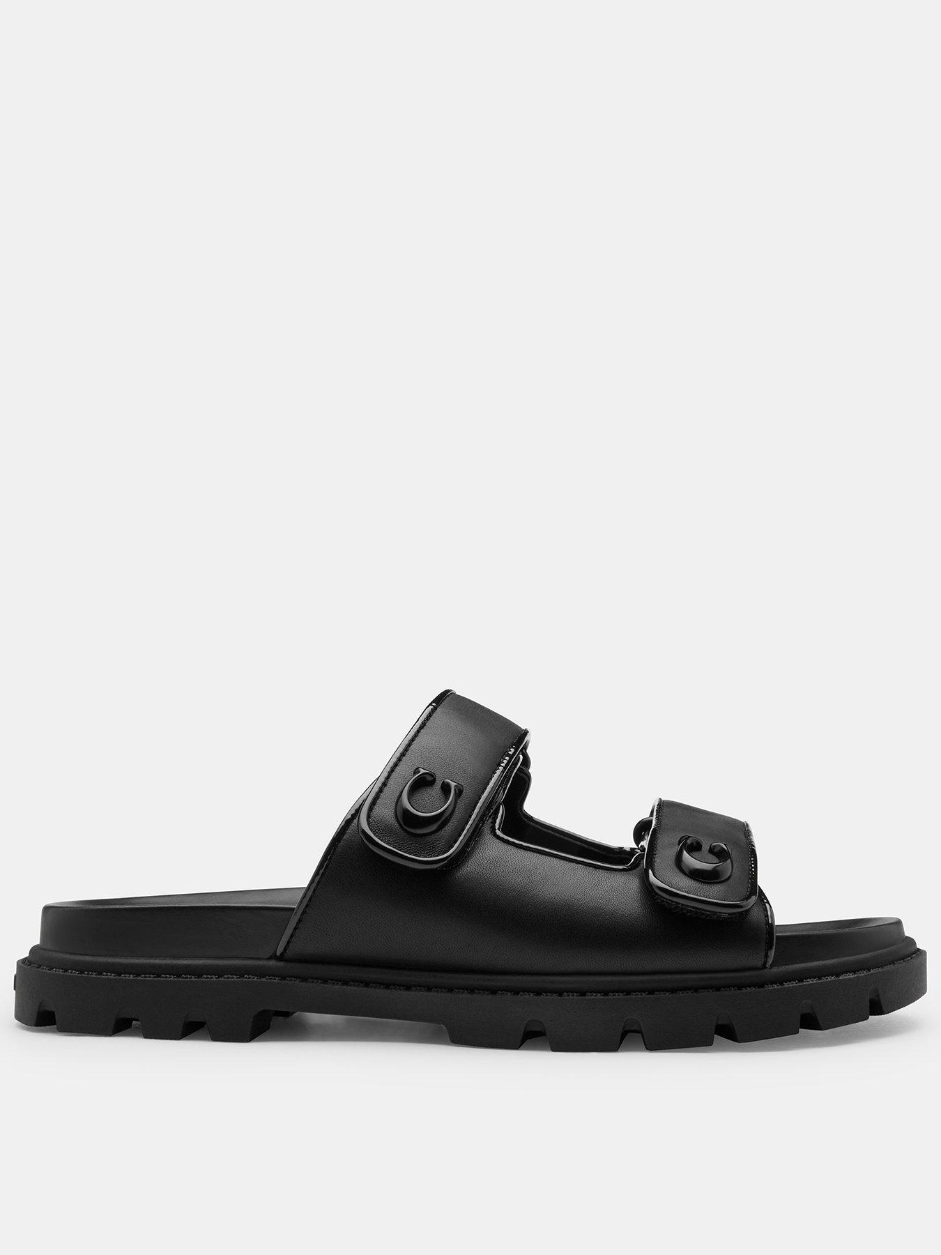 undefined Sculpted C Leather Double Band Sandal