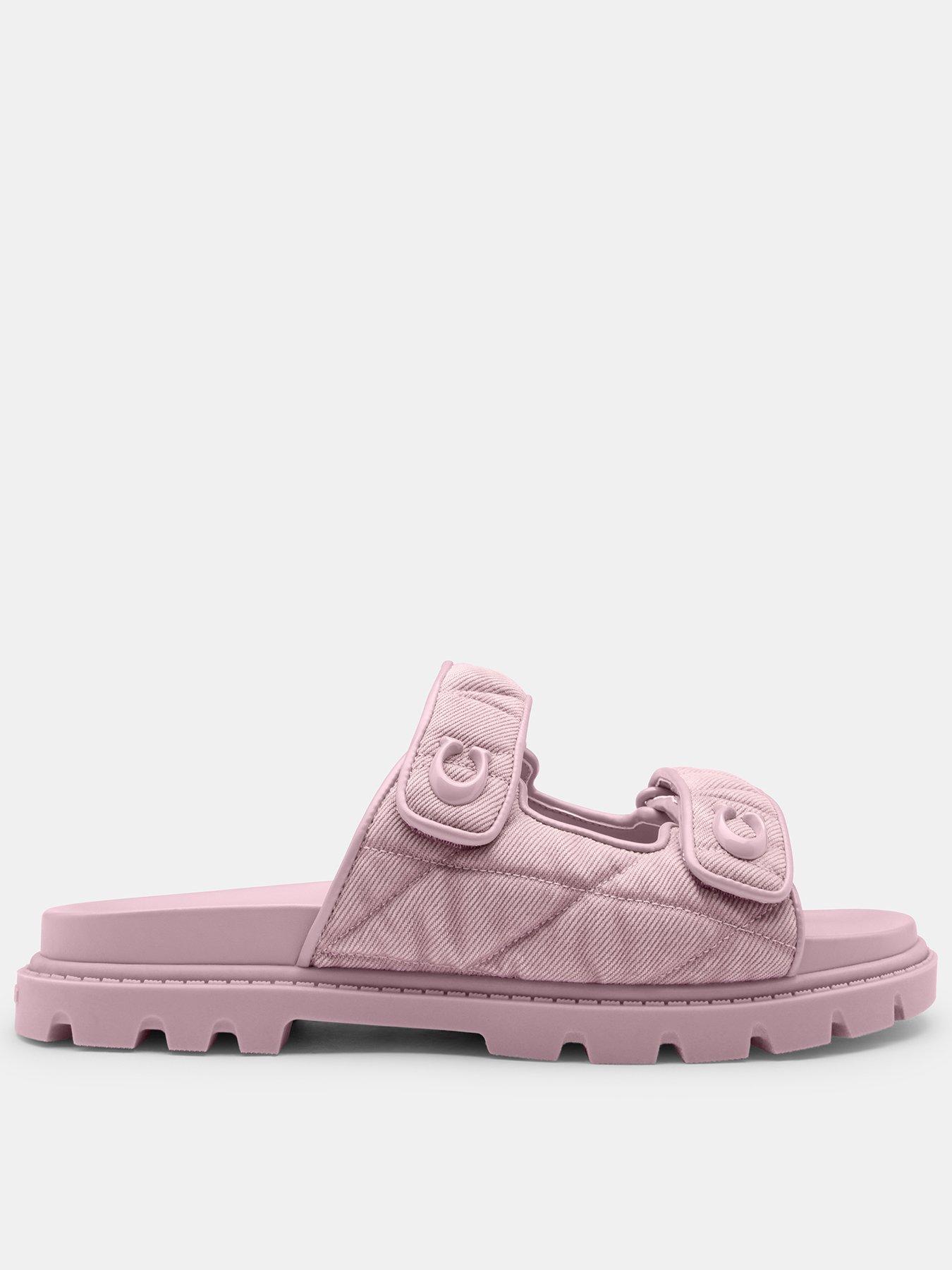 front image of coach-sculpted-c-quilted-washed-denim-double-band-sandal-pink