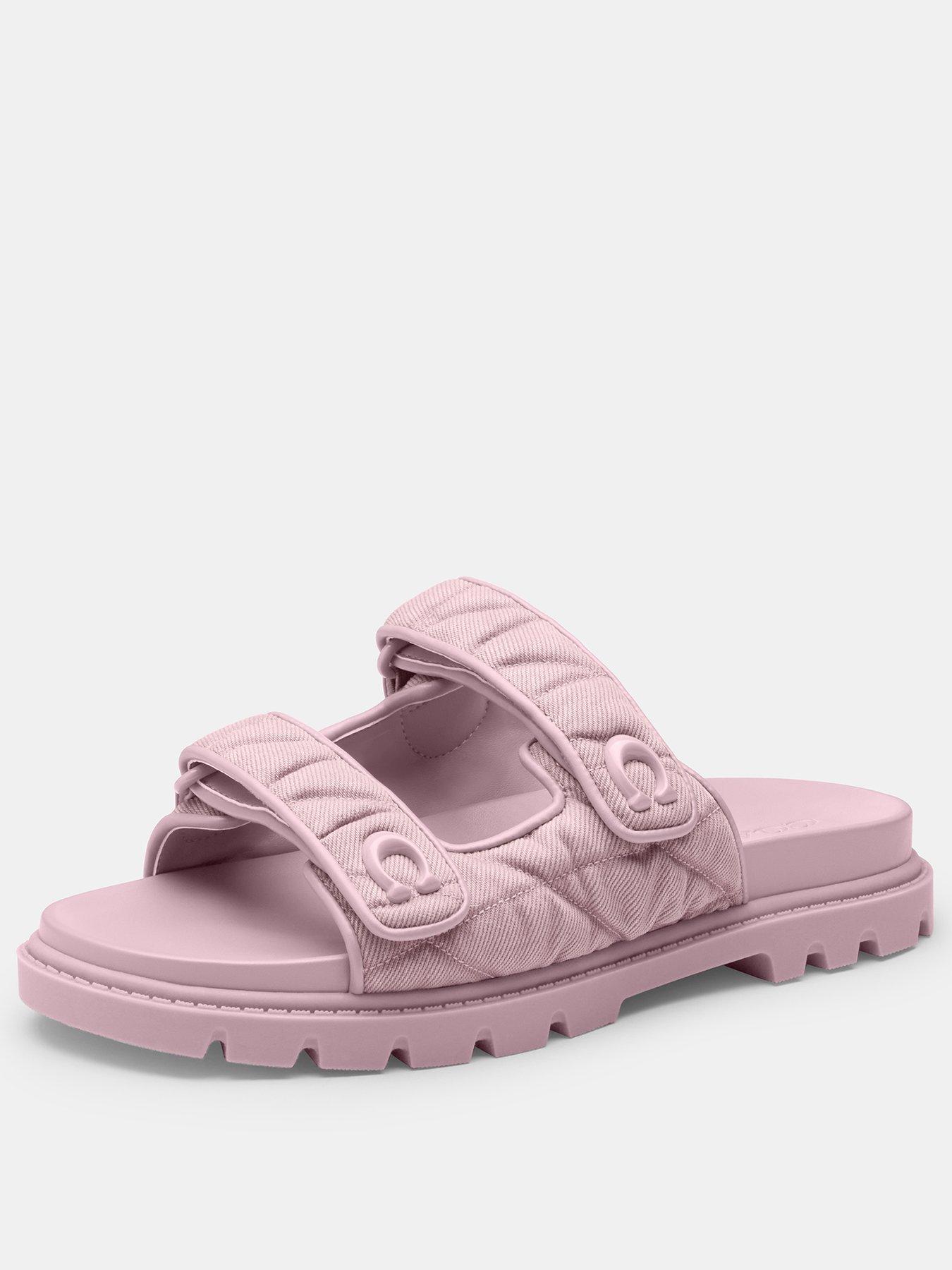 stillFront image of coach-sculpted-c-quilted-washed-denim-double-band-sandal-pink