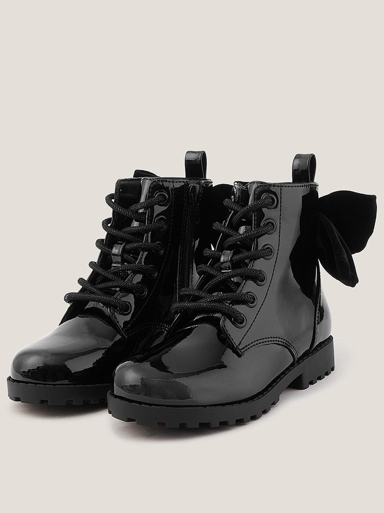 Image 2 of 3 of Monsoon Girls Dazzle Laces Bow Boots - Black