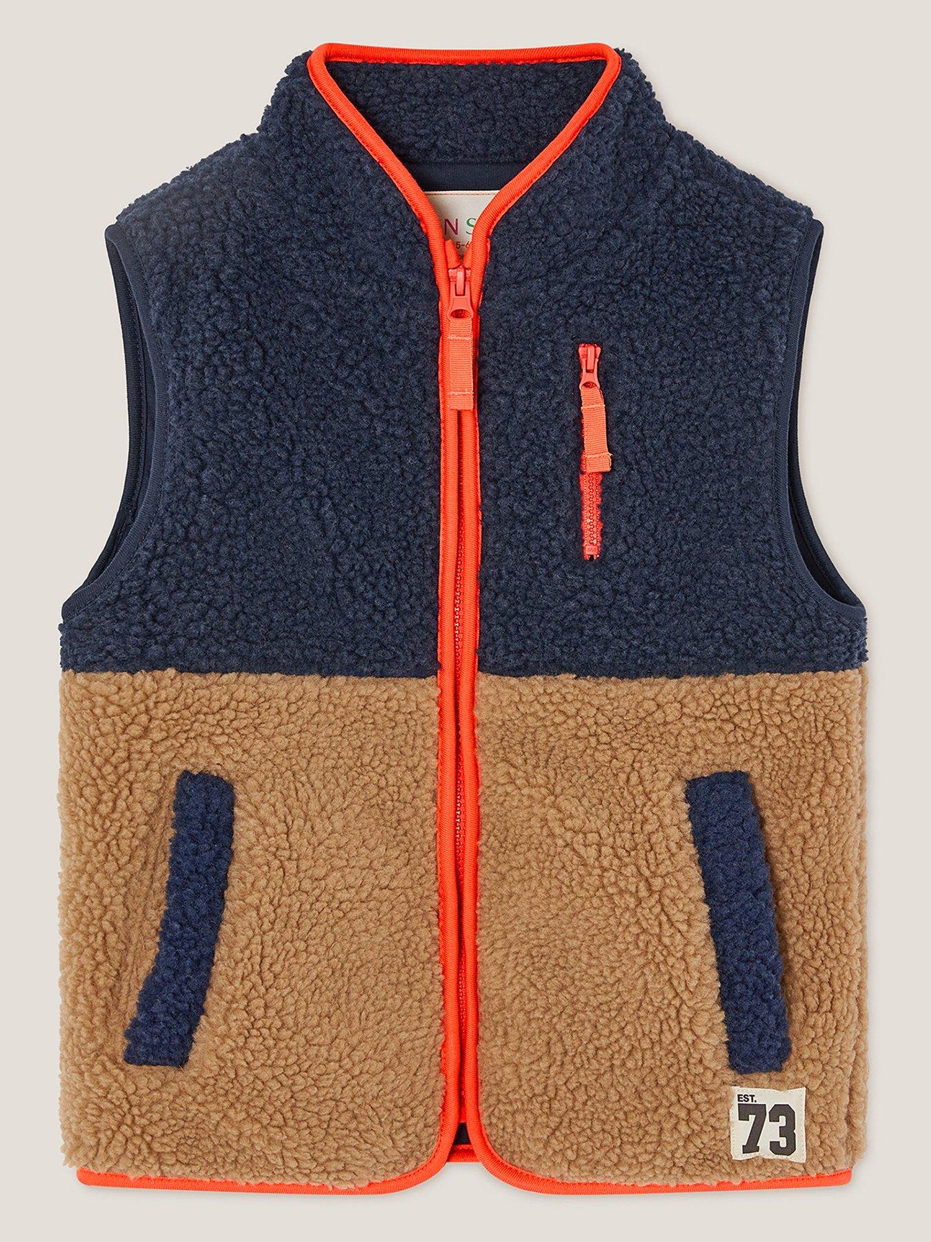 undefined Boys Colourblock Borg Gilet - Navy