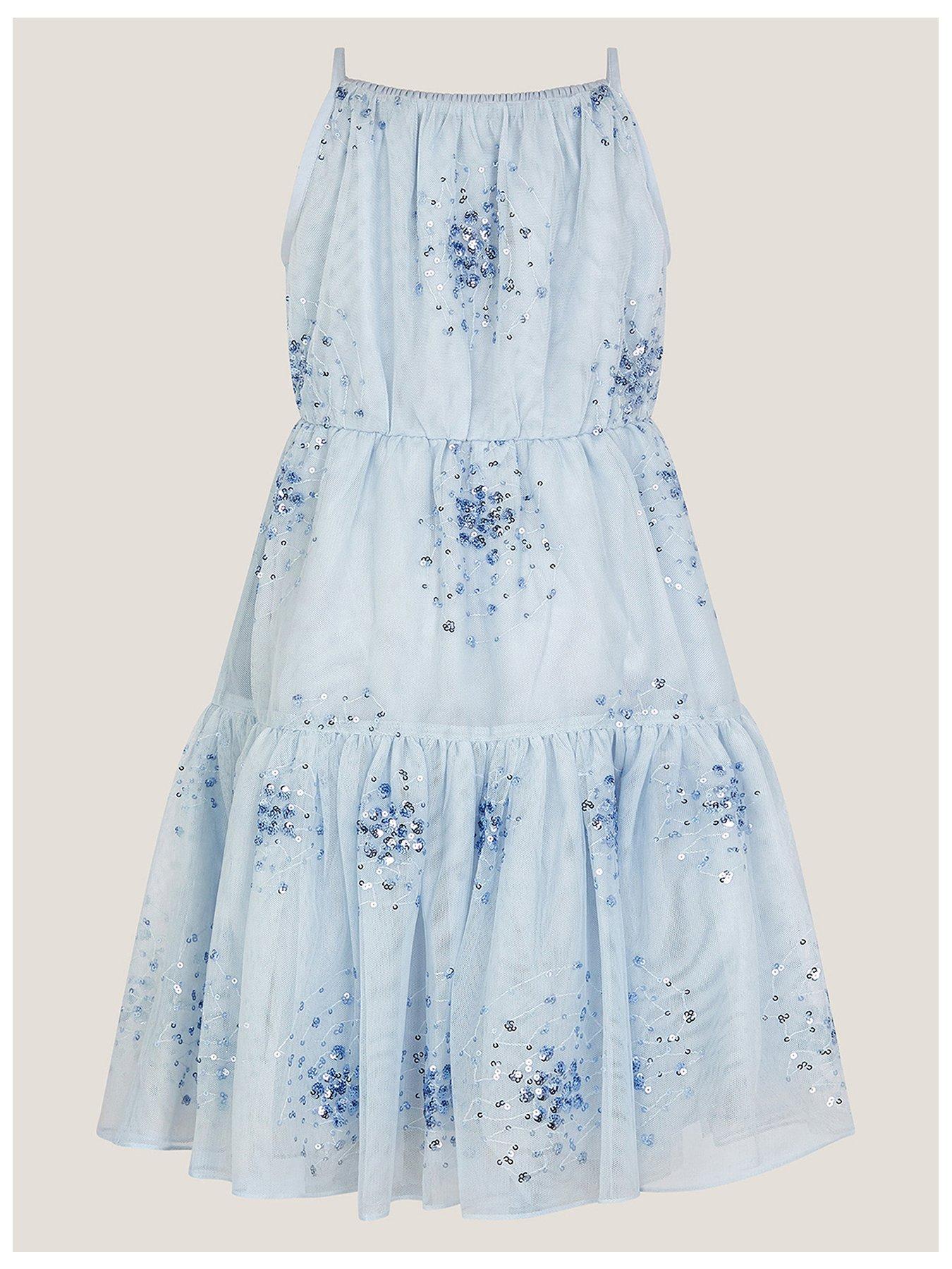 Image 2 of 3 of Monsoon Girls Tilly Scatter Sequin Dress - Light Blue