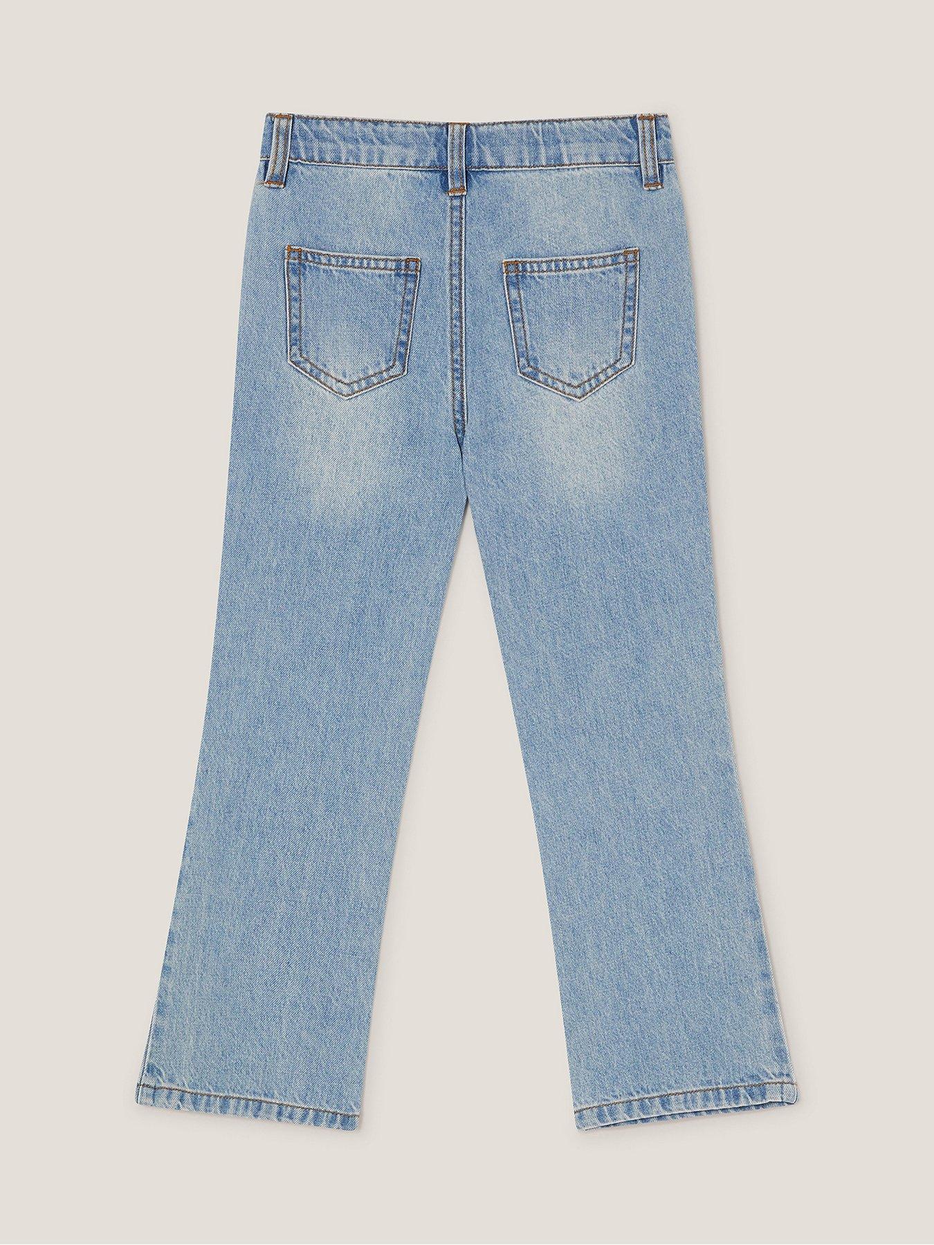 Image 3 of 3 of Monsoon Girls Bow Embroidered Jeans - Blue