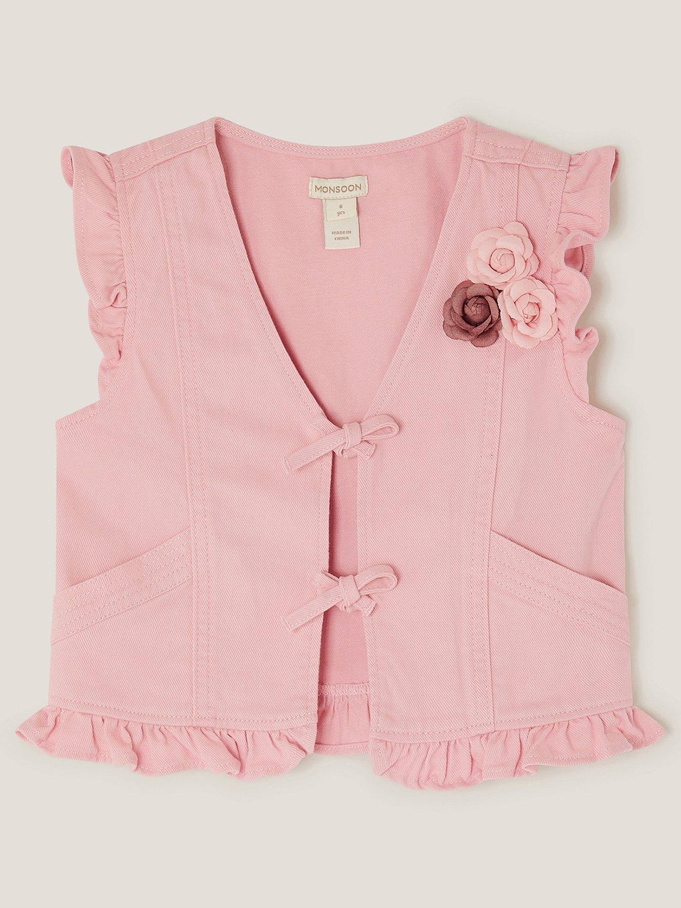 undefined Girls Denim Waistcoat - Pink