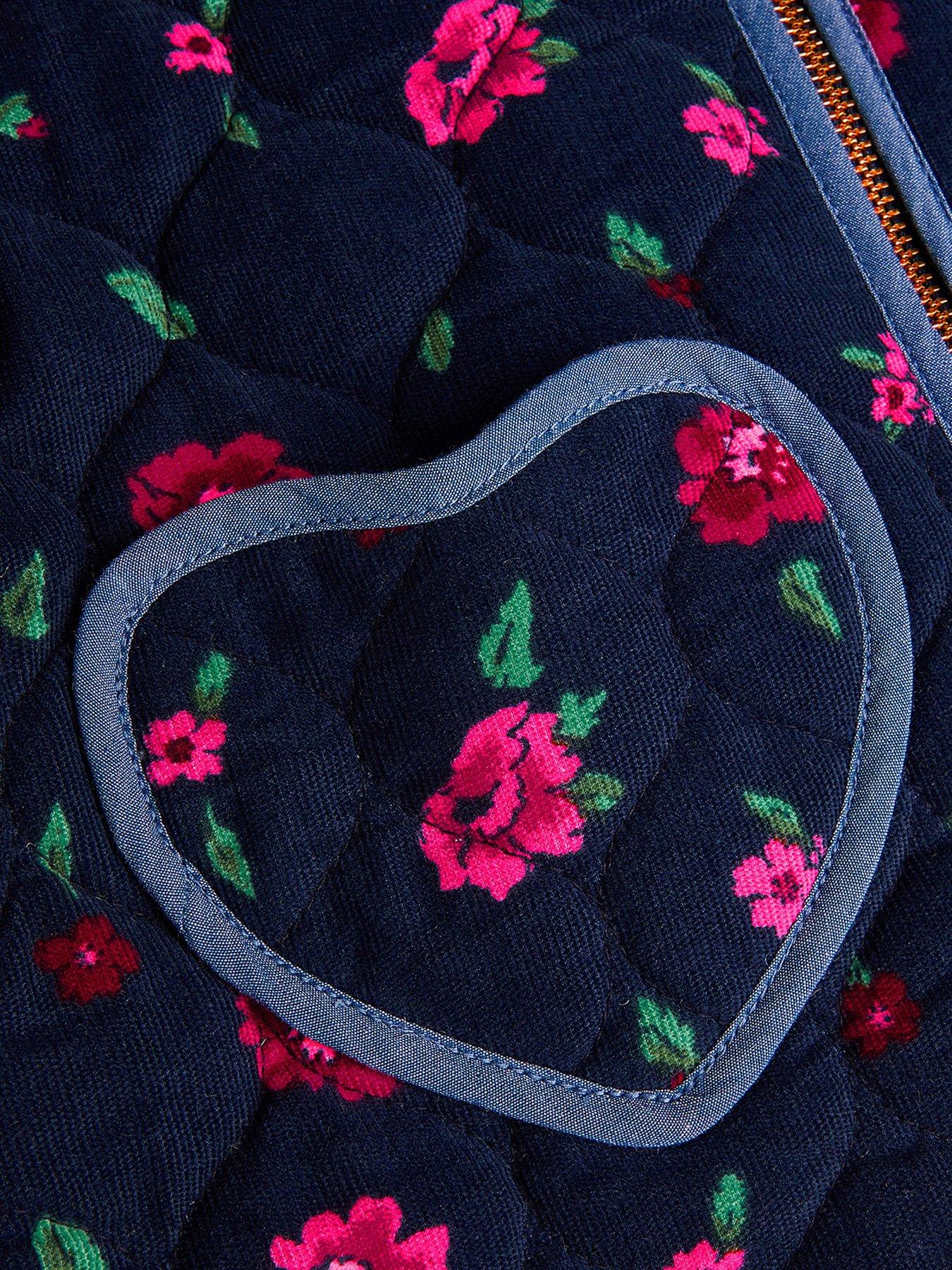 Image 4 of 4 of Monsoon Girls Cord Floral Print Bomber Jacket - Navy