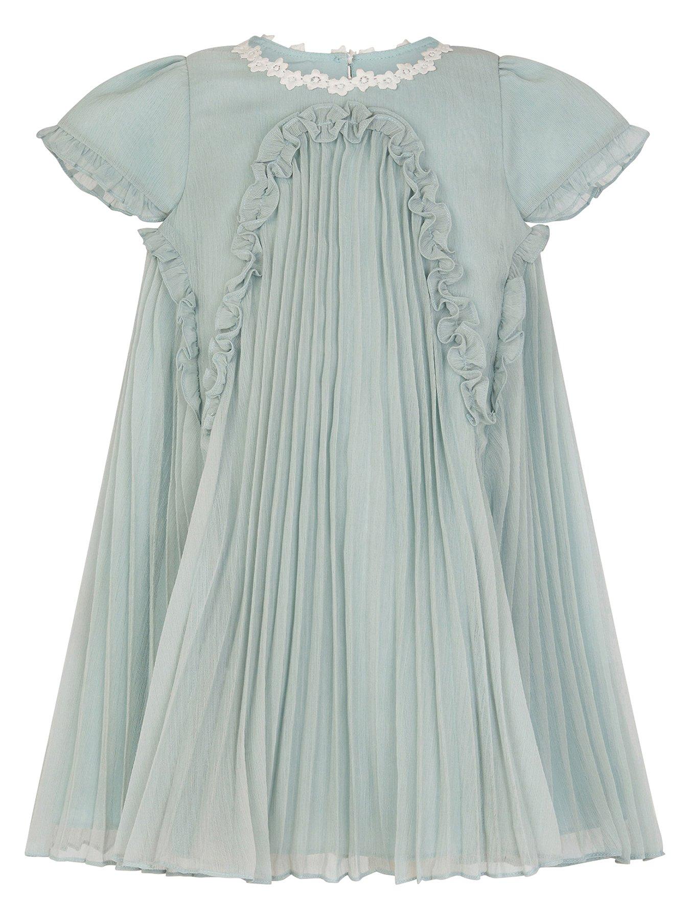 undefined Baby Girls Pleat Trim Swing Dress - Green