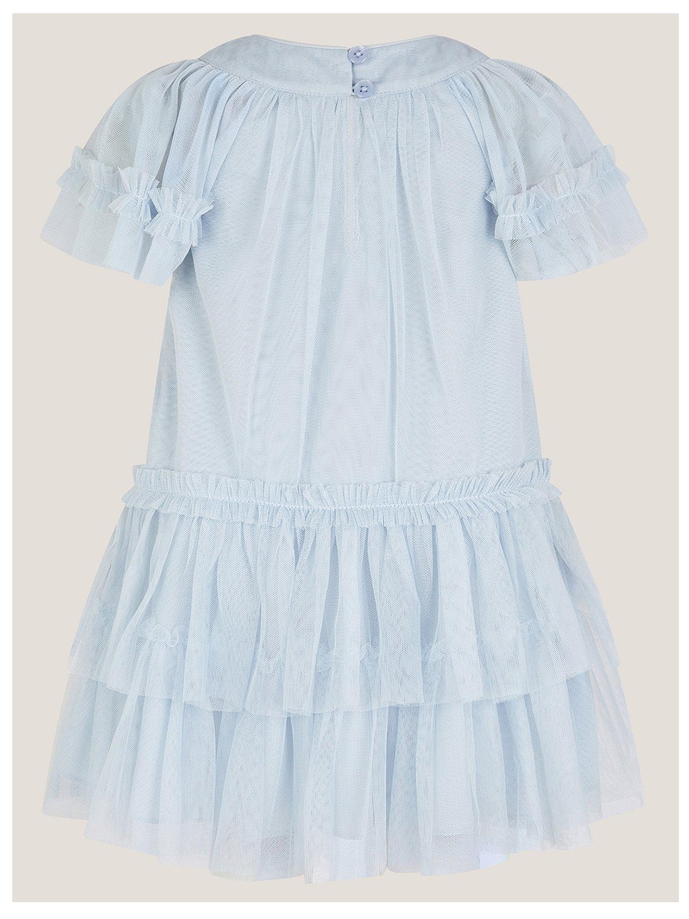 Image 3 of 4 of Monsoon Baby Girls Anastasia Beaded Dress - Light Blue