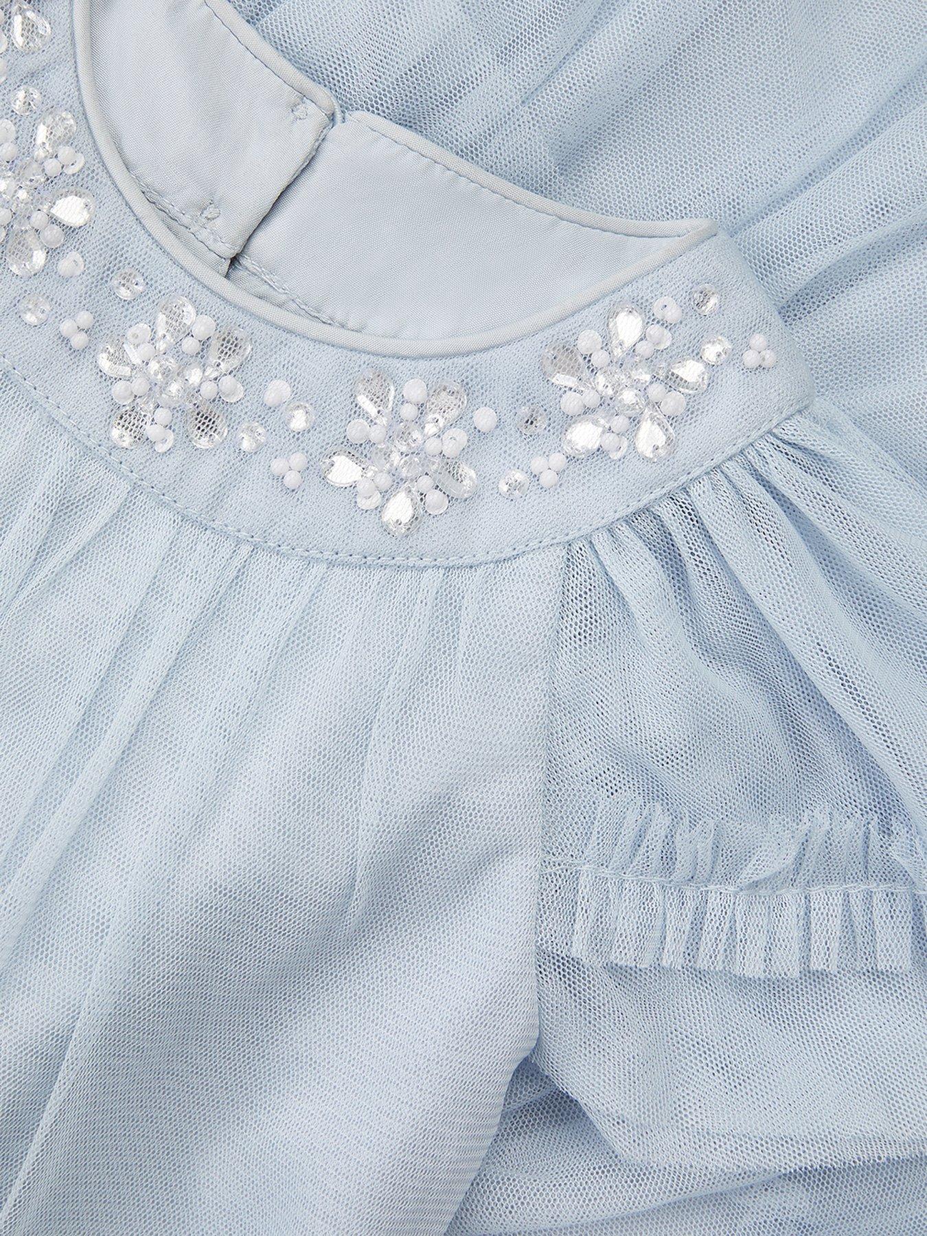 Image 4 of 4 of Monsoon Baby Girls Anastasia Beaded Dress - Light Blue