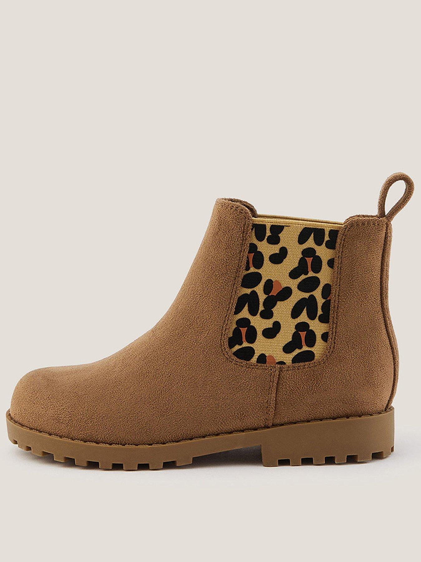 undefined Girls Leopard Boots - Brown