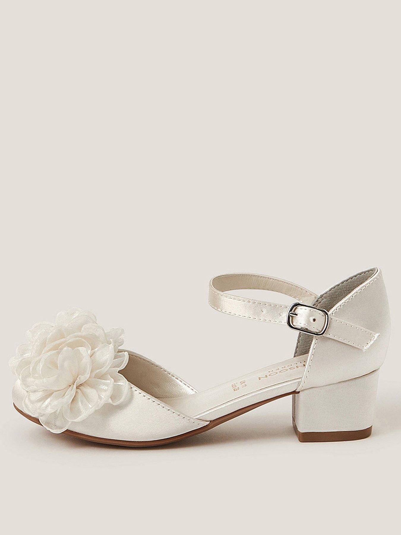 undefined Girls Corsage Sparkle 2 Part Heel Shoes - Light Cream