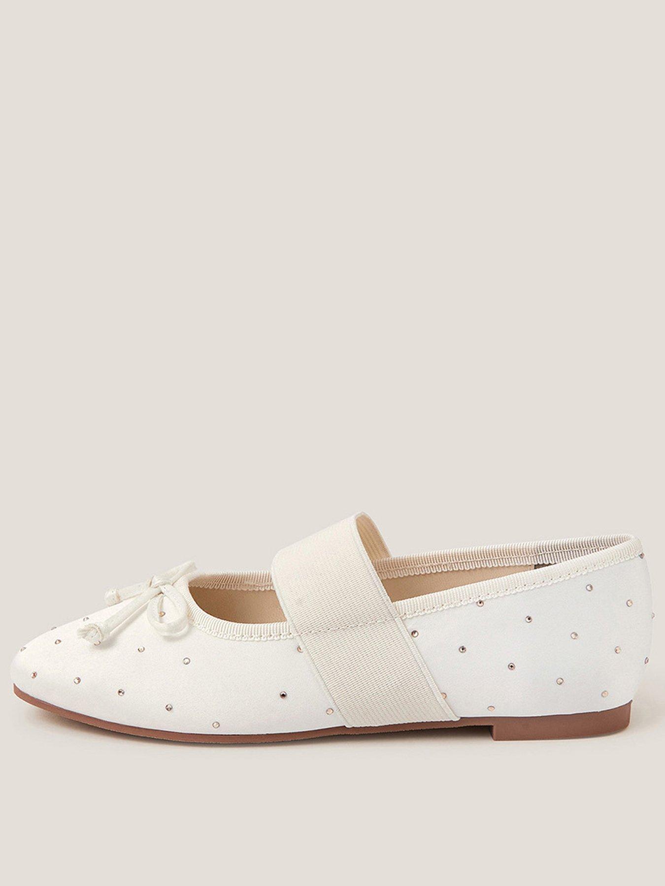 undefined Girls Gold Diamante Ballerina Shoes - Light Cream