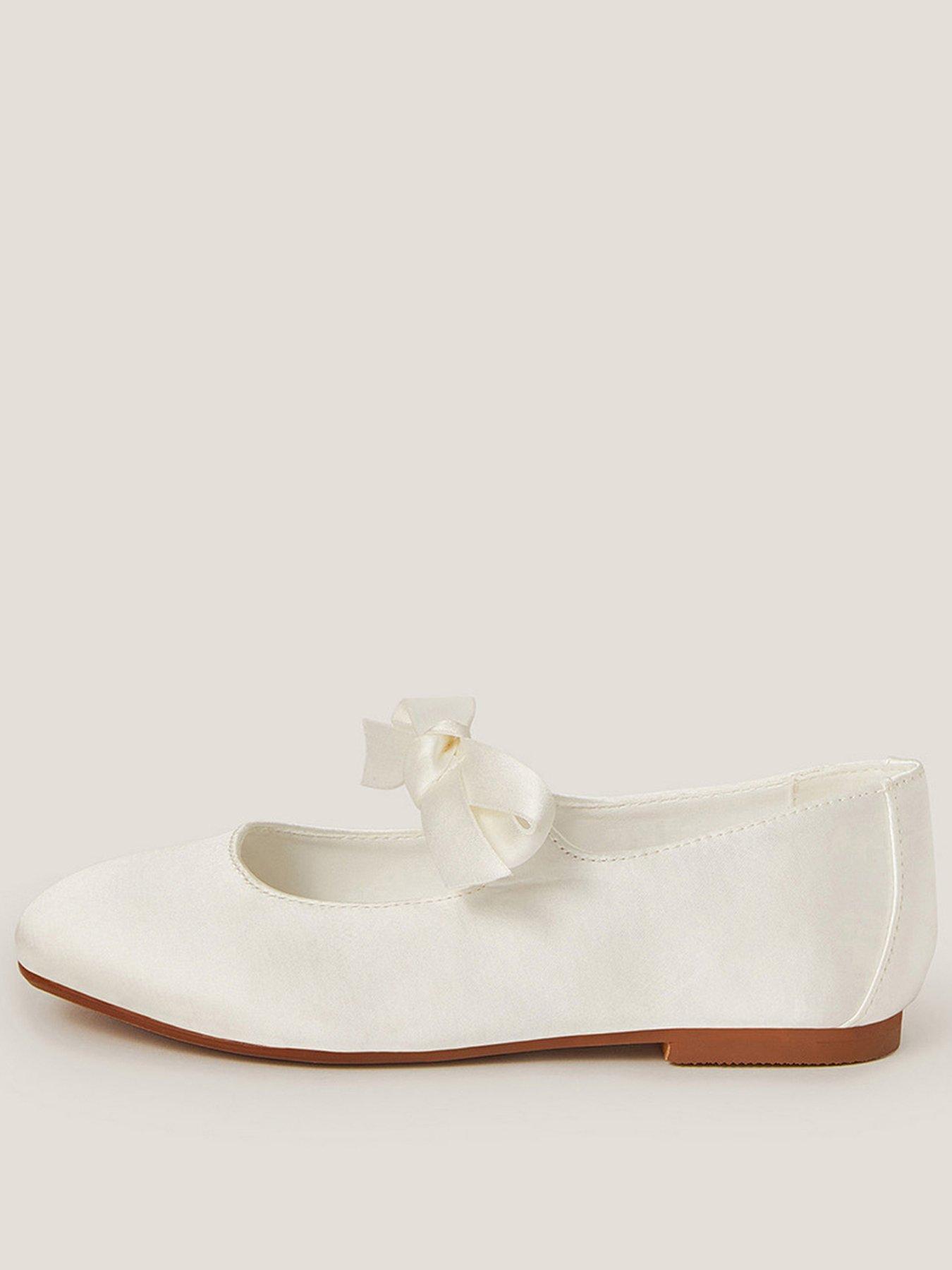 undefined Girls Satin Flat Shoes - Light Cream
